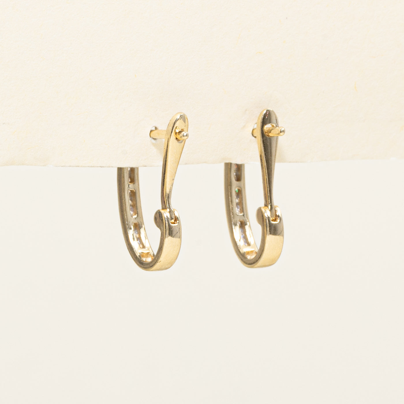 Channel Set Diamond Half Hoop Earrings
