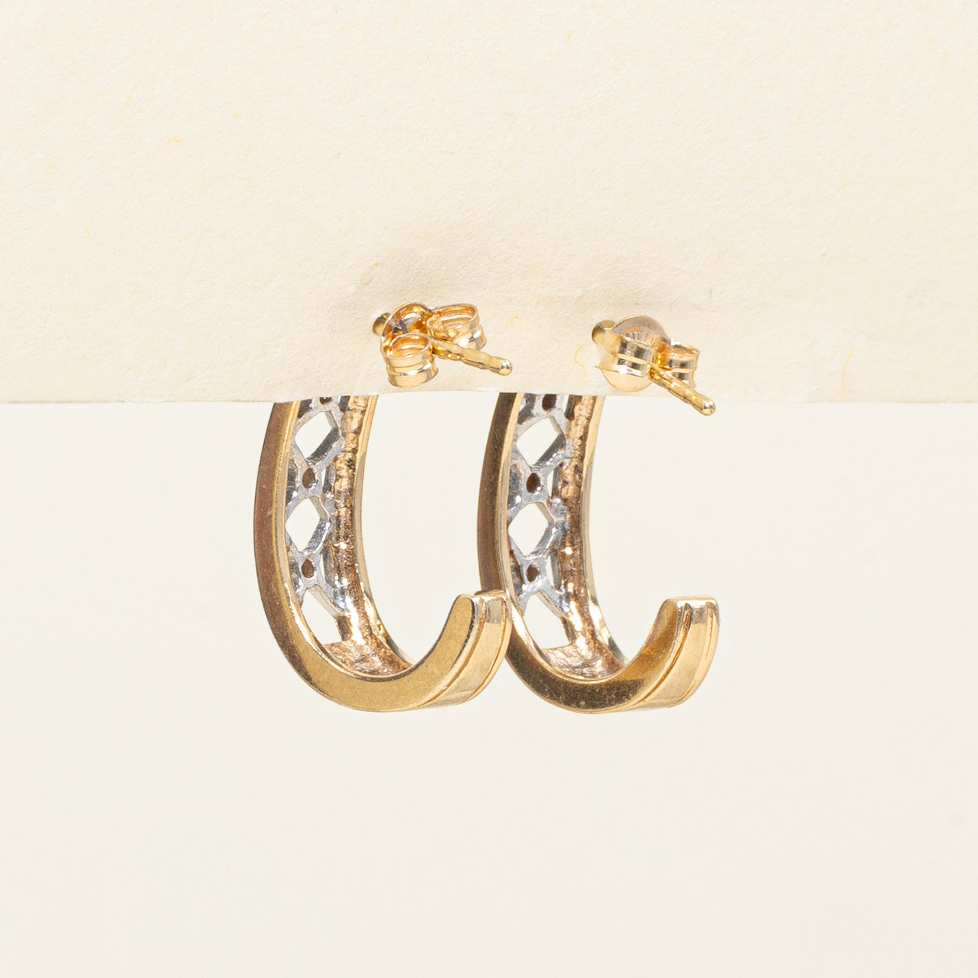 Diamond X Half Hoop Earrings