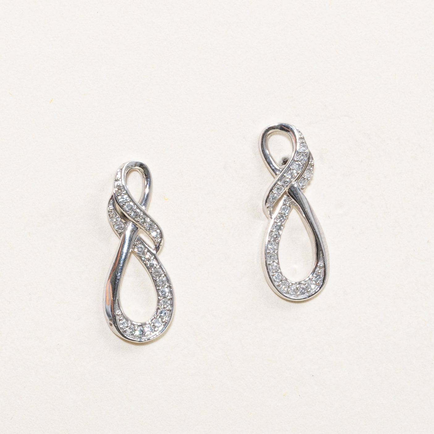 Pave Set Diamond Infinity Earrings