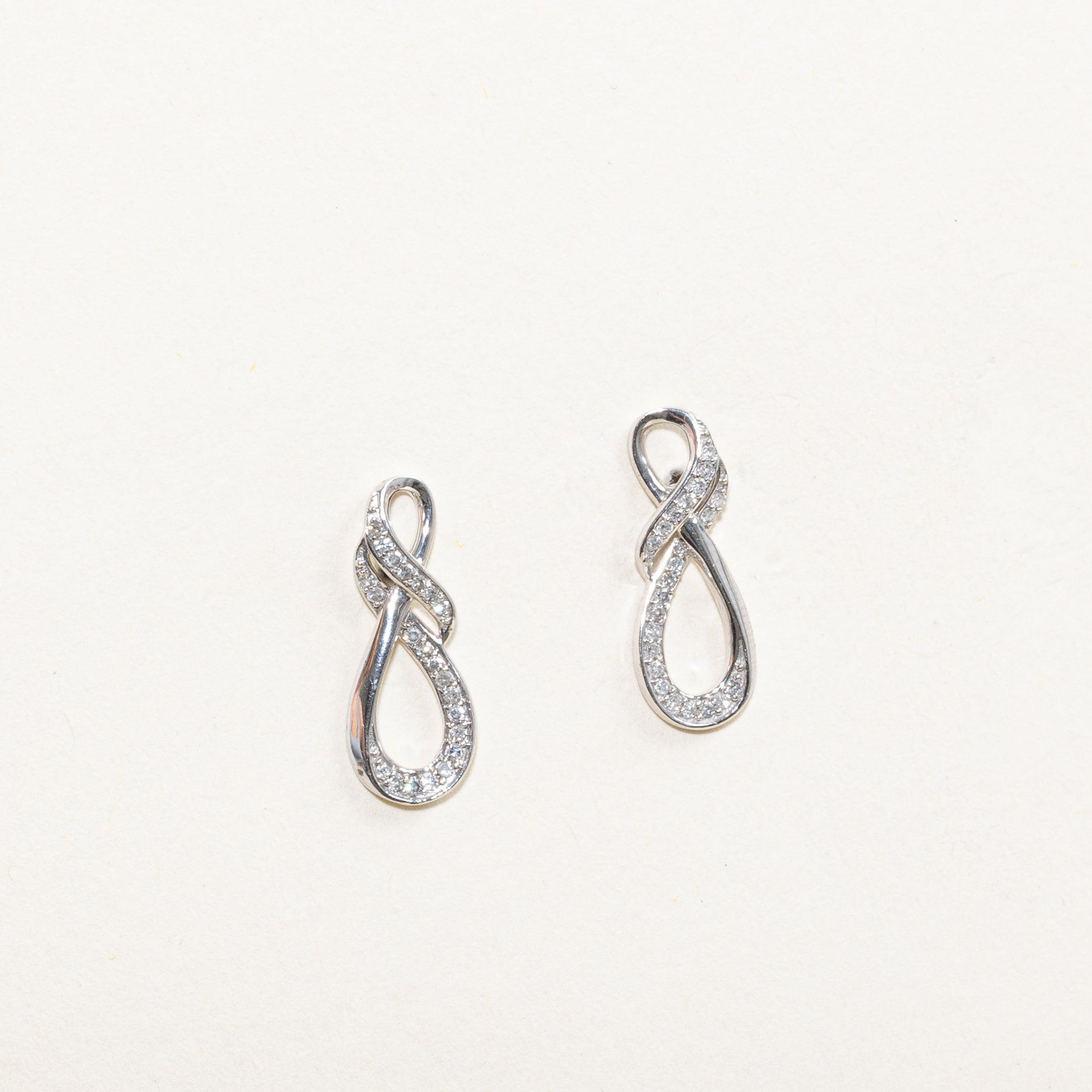 Pave Set Diamond Infinity Earrings