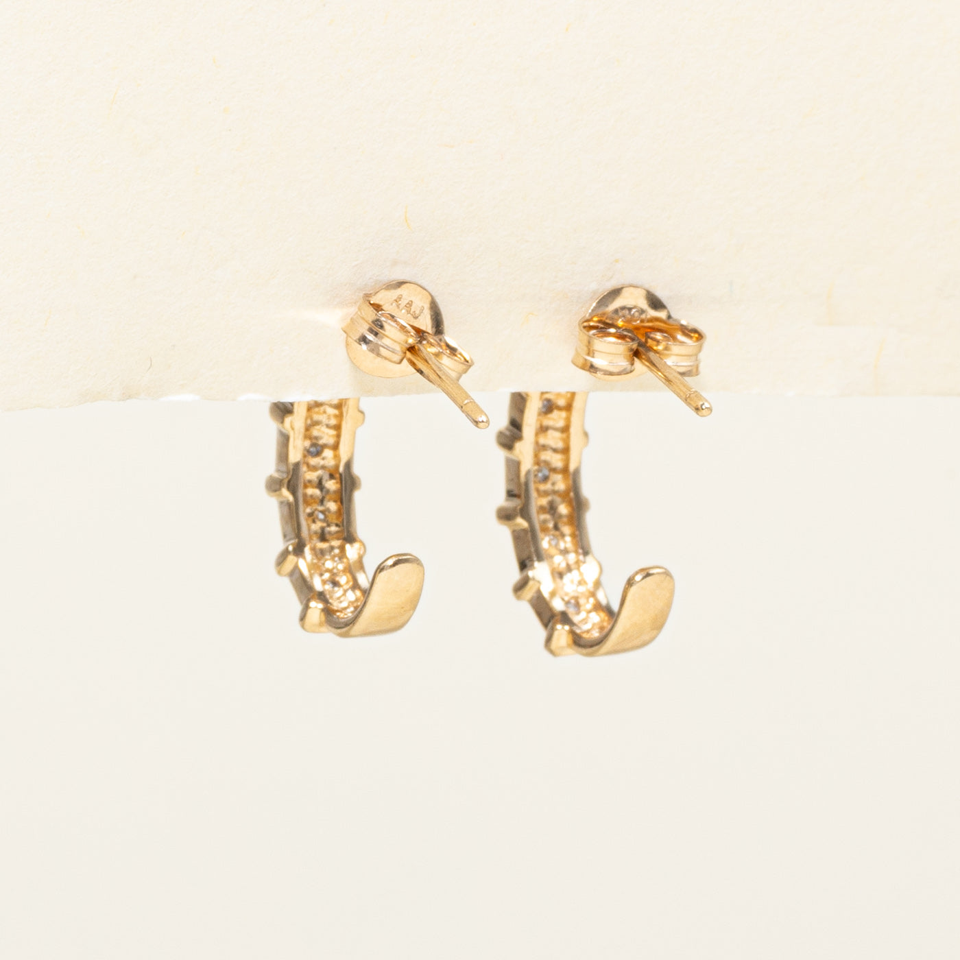 Diamond Grooved Half Hoop Earrings