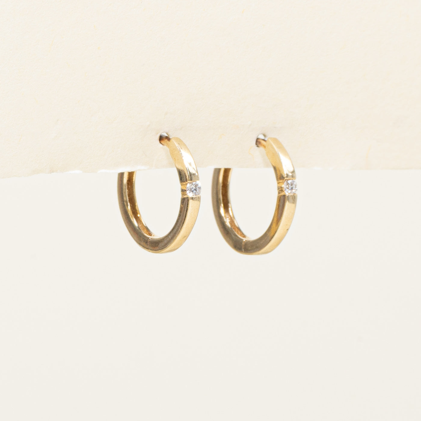 Single Diamond Huggie Earrings