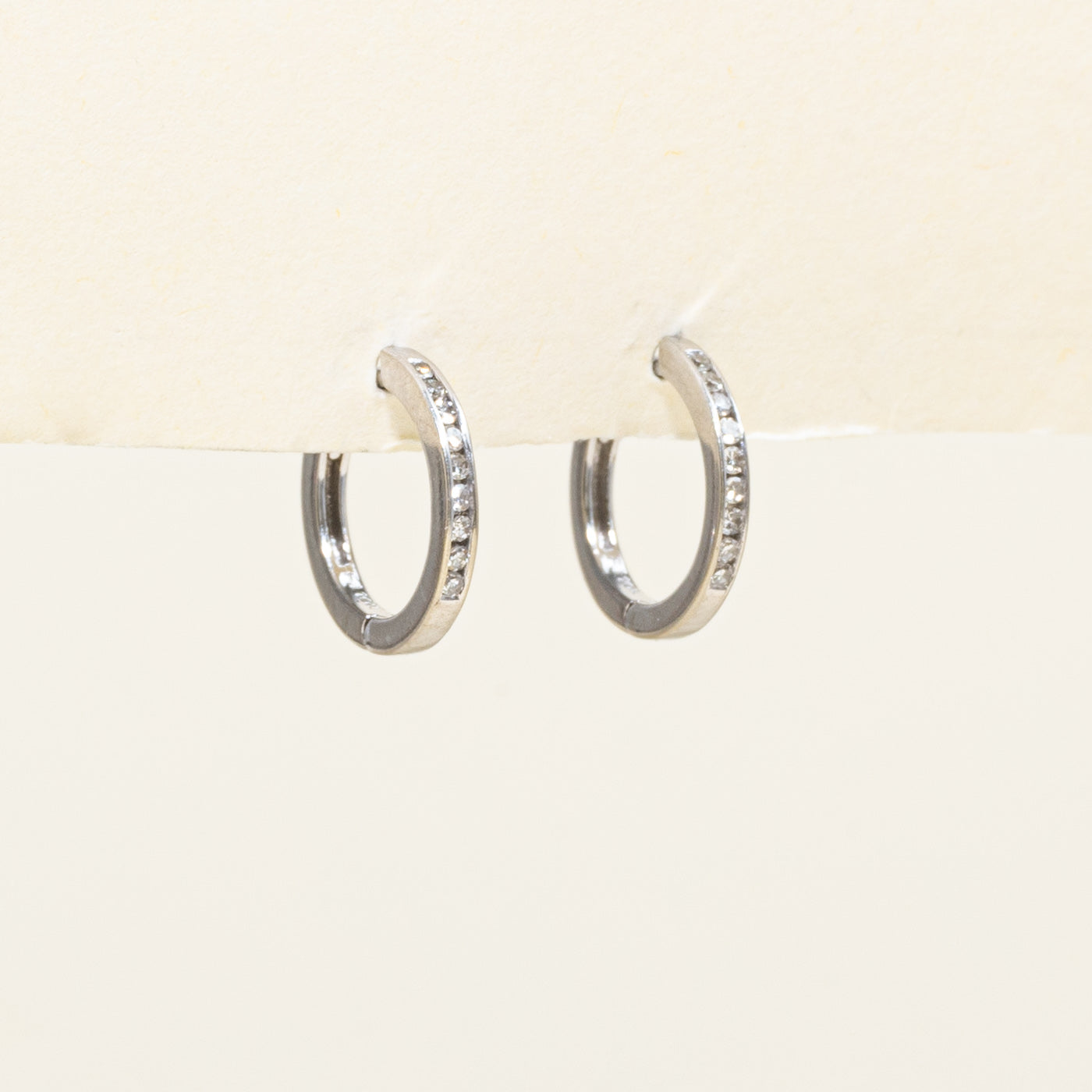 Channel Set Diamond Huggie Earrings