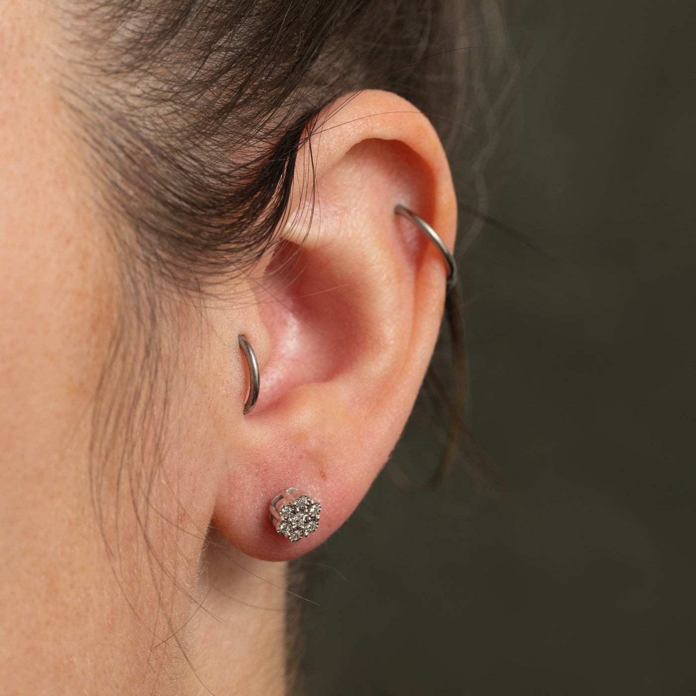 Illusion Set Diamond Cluster Stud Earrings