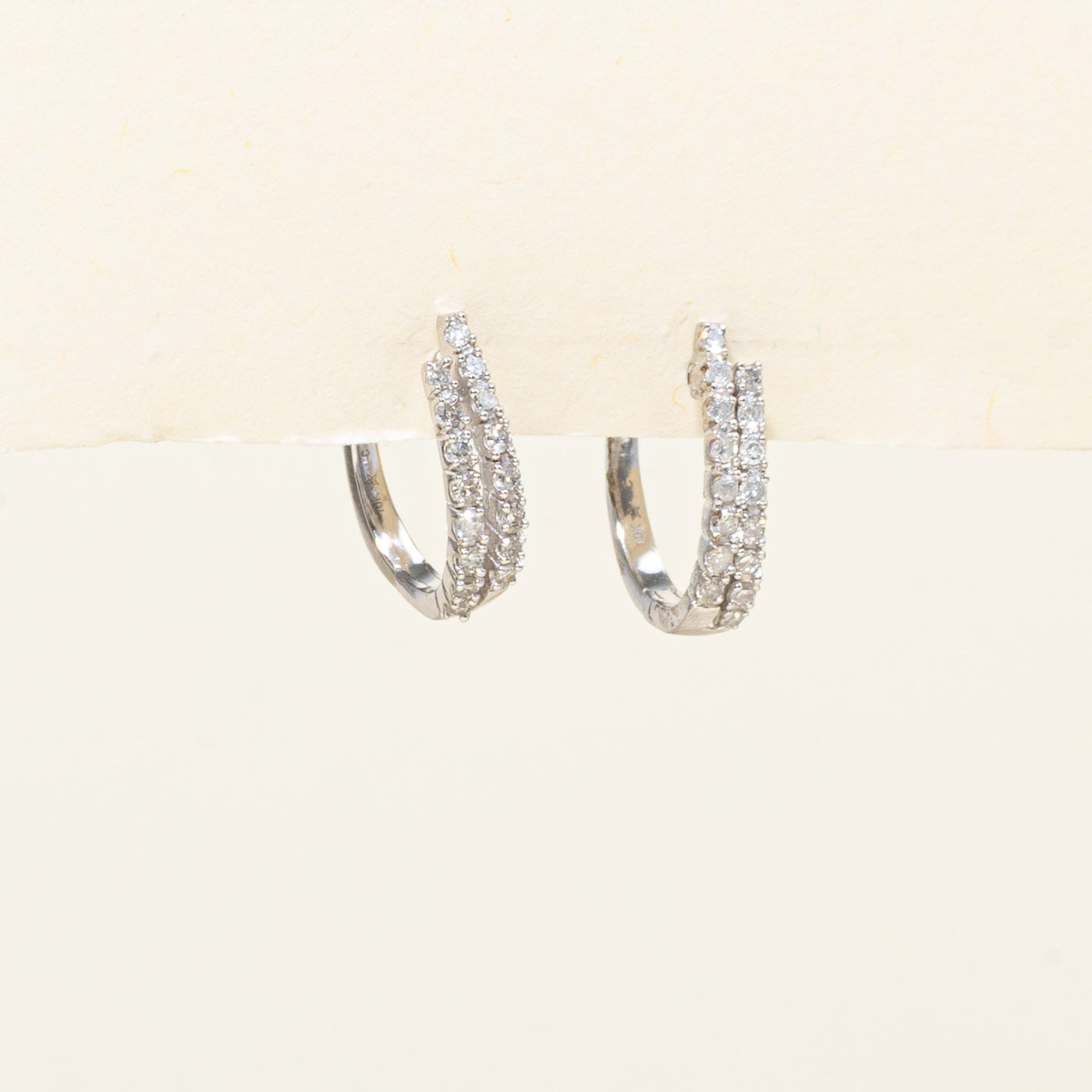 Double Row Diamond Hoop Earrings
