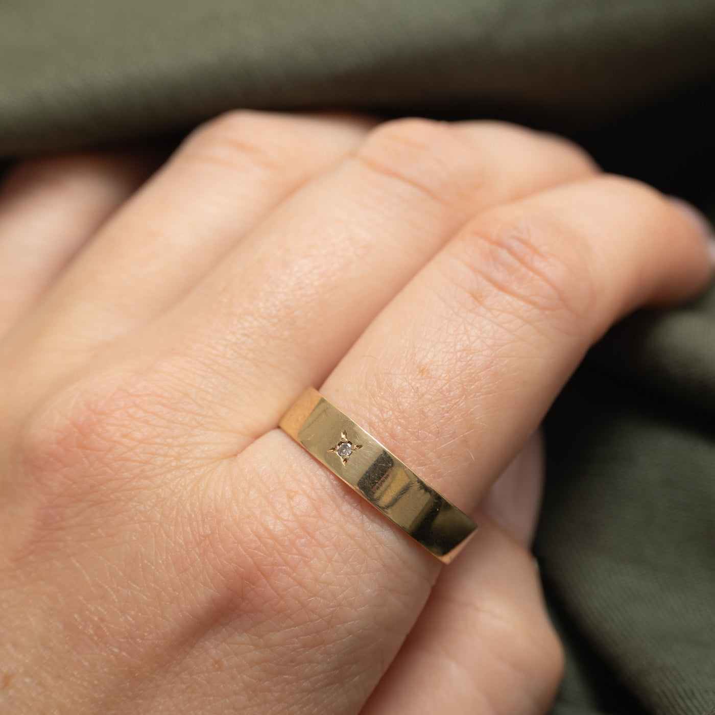 Bague sertie d'un diamant unique en forme d'étoile | 5,25 mm | Taille 11,5