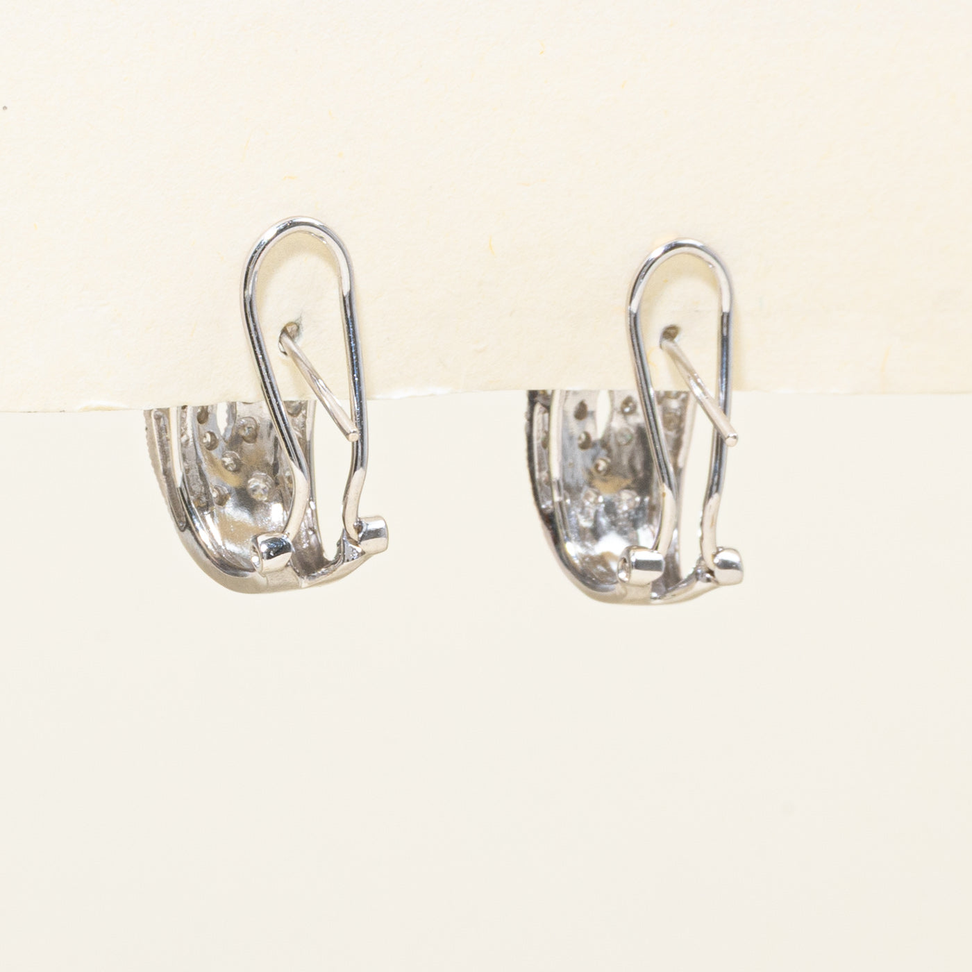 Pave Set Diamond Half Hoop Earrings