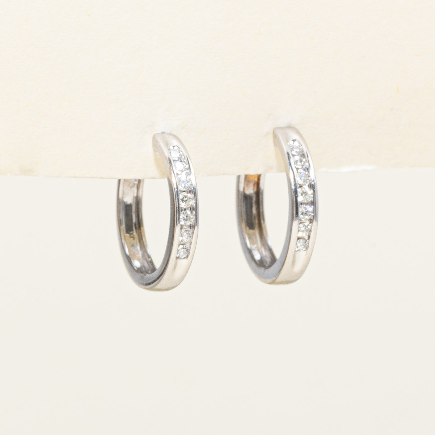 Channel Set Diamond Hoop Earrings
