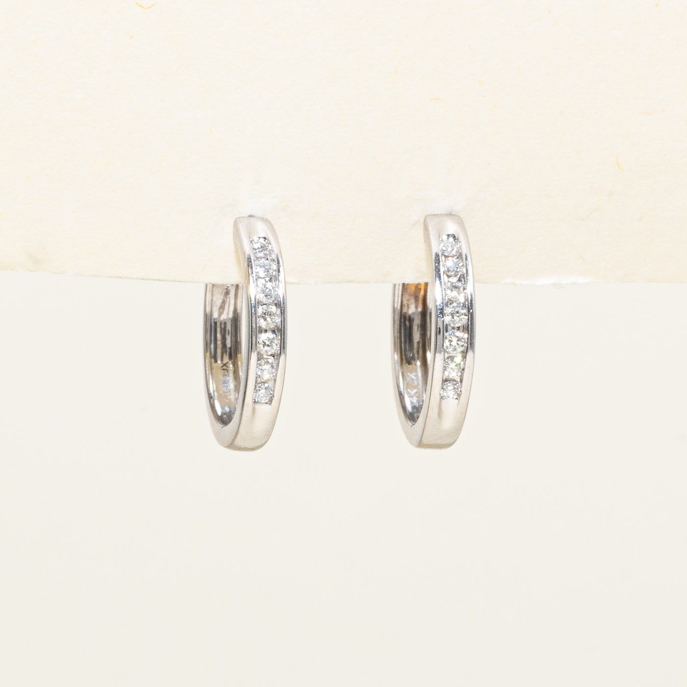 Channel Set Diamond Hoop Earrings