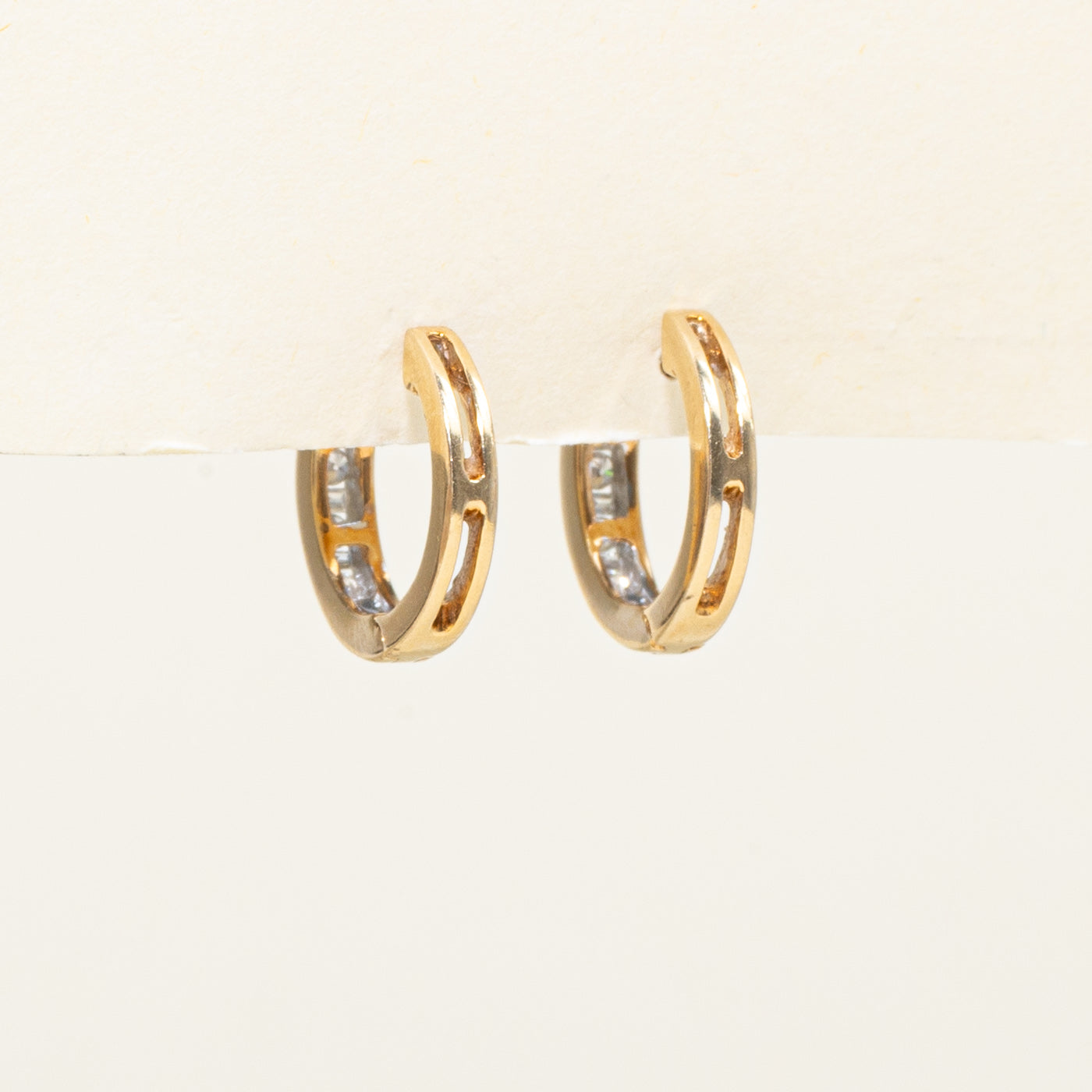 Channel Set Diamond Huggie Earrings