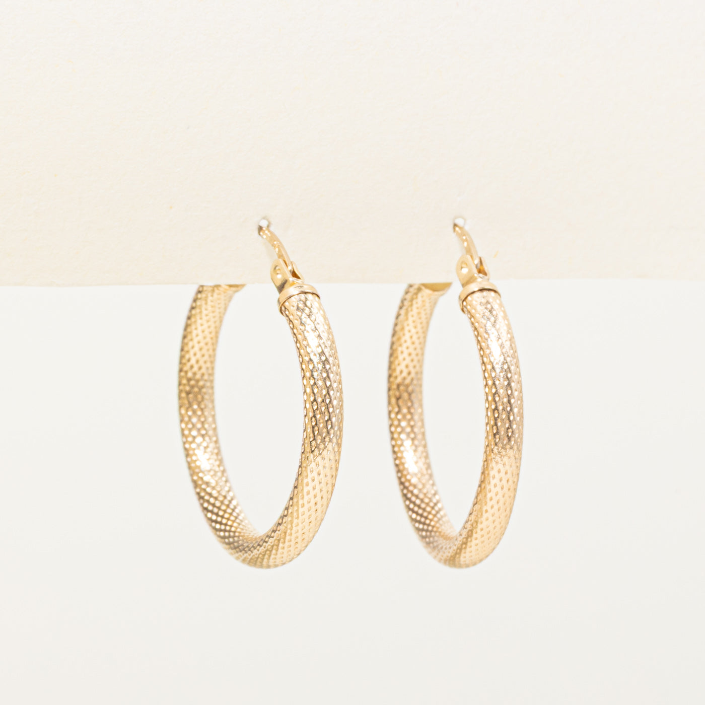 10k Yellow Gold Textured Hoop Earrings