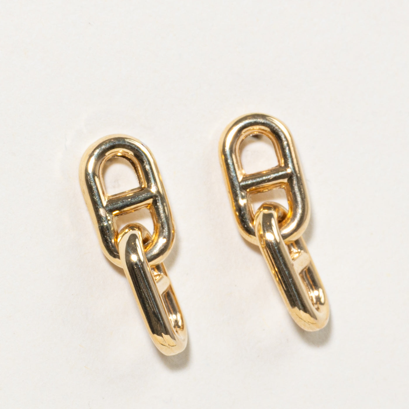 18k Anchor Chain Link Drop Earrings