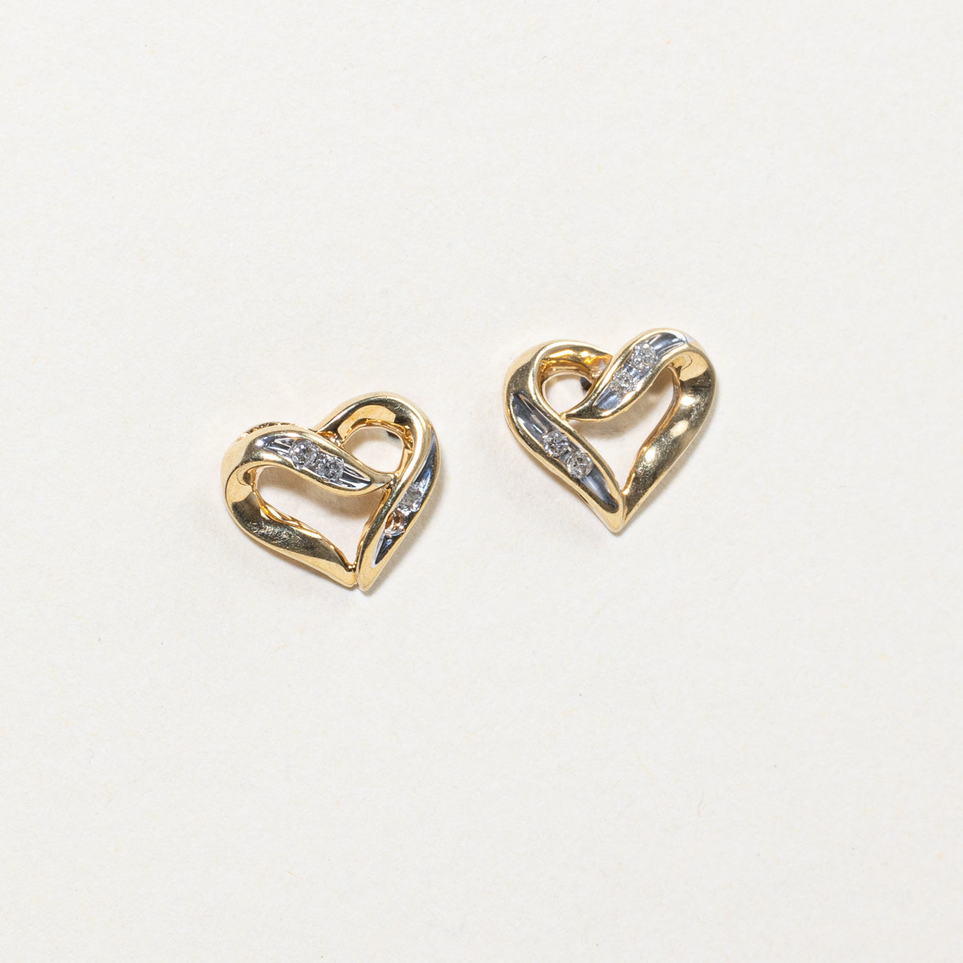 Diamond Heart Stud Earrings