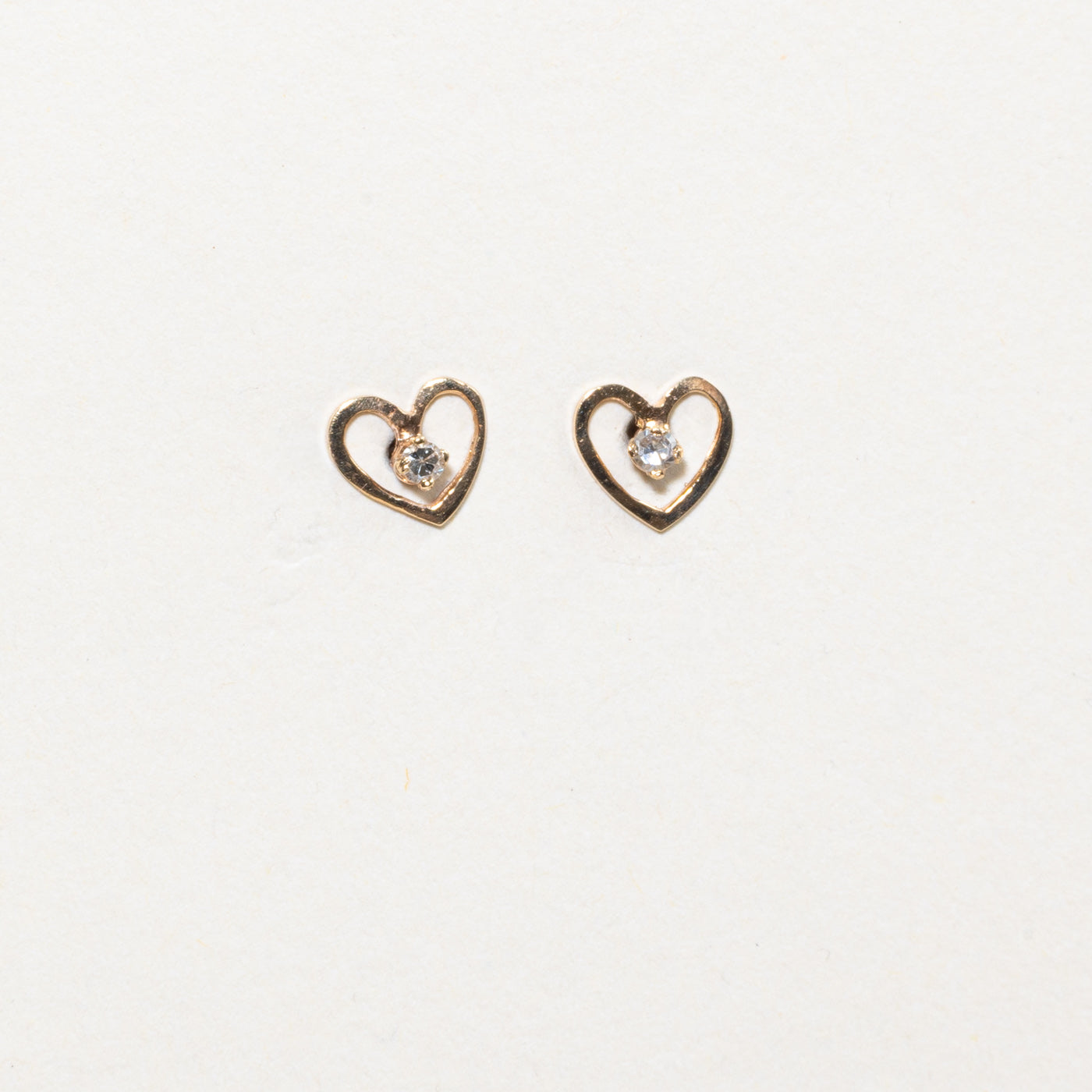 Diamond Heart Stud Earrings