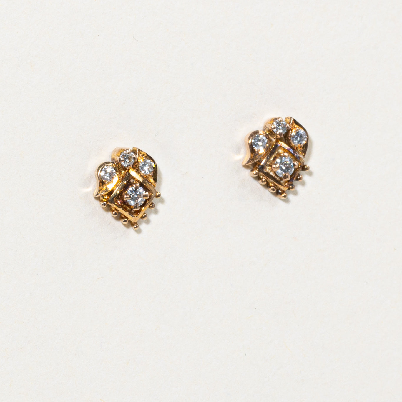 Diamond Textured Cluster Stud Earrings