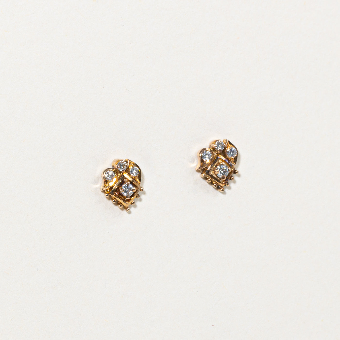 Diamond Textured Cluster Stud Earrings