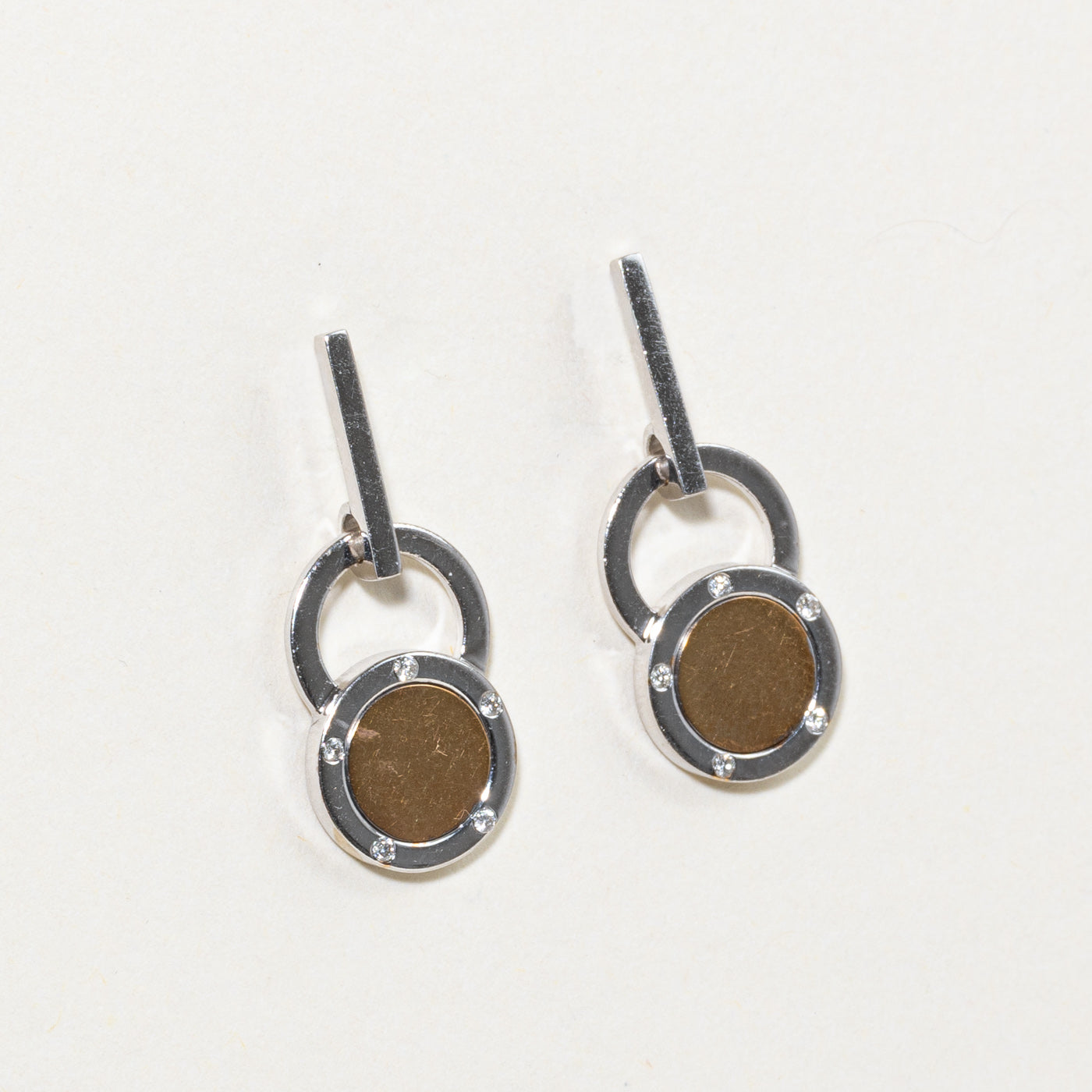 Flush Set Diamond Circles Drop Earrings