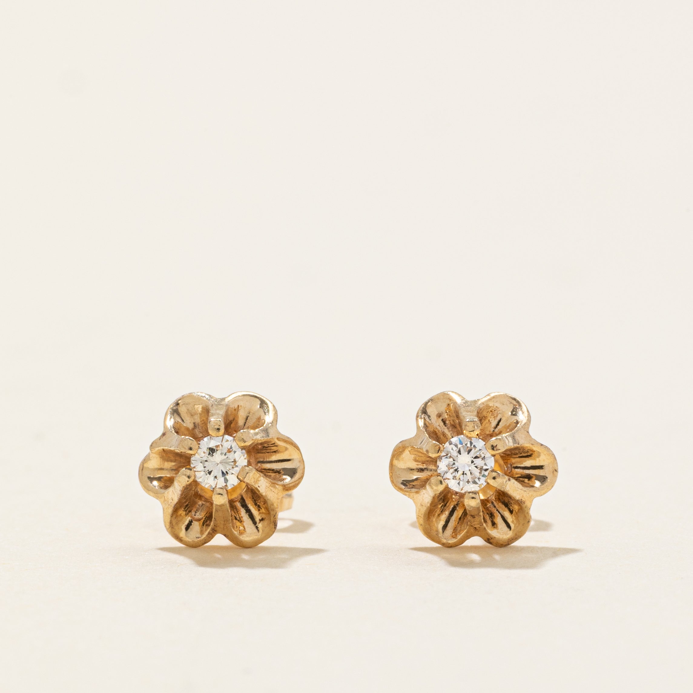 Belcher Set Diamond Stud Earrings