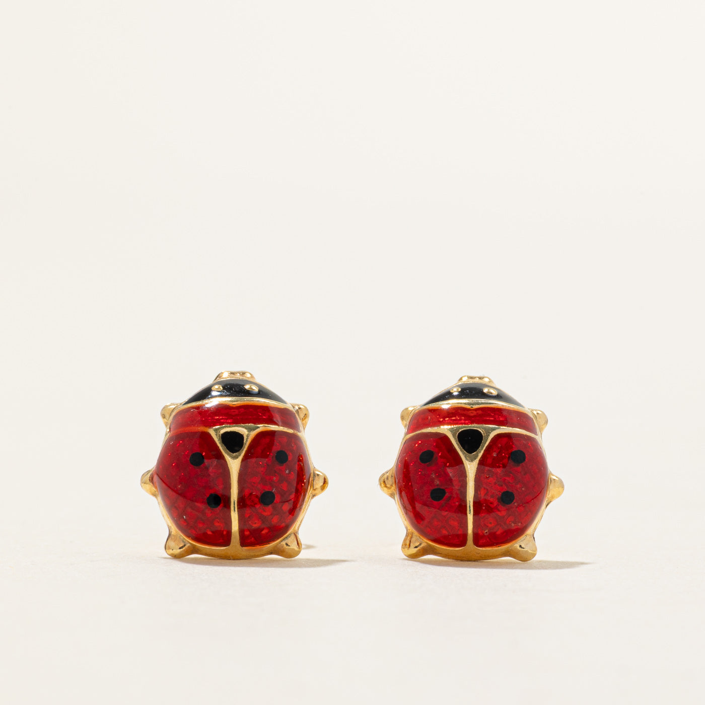 Italian 10k Yellow Gold Ladybug Studs