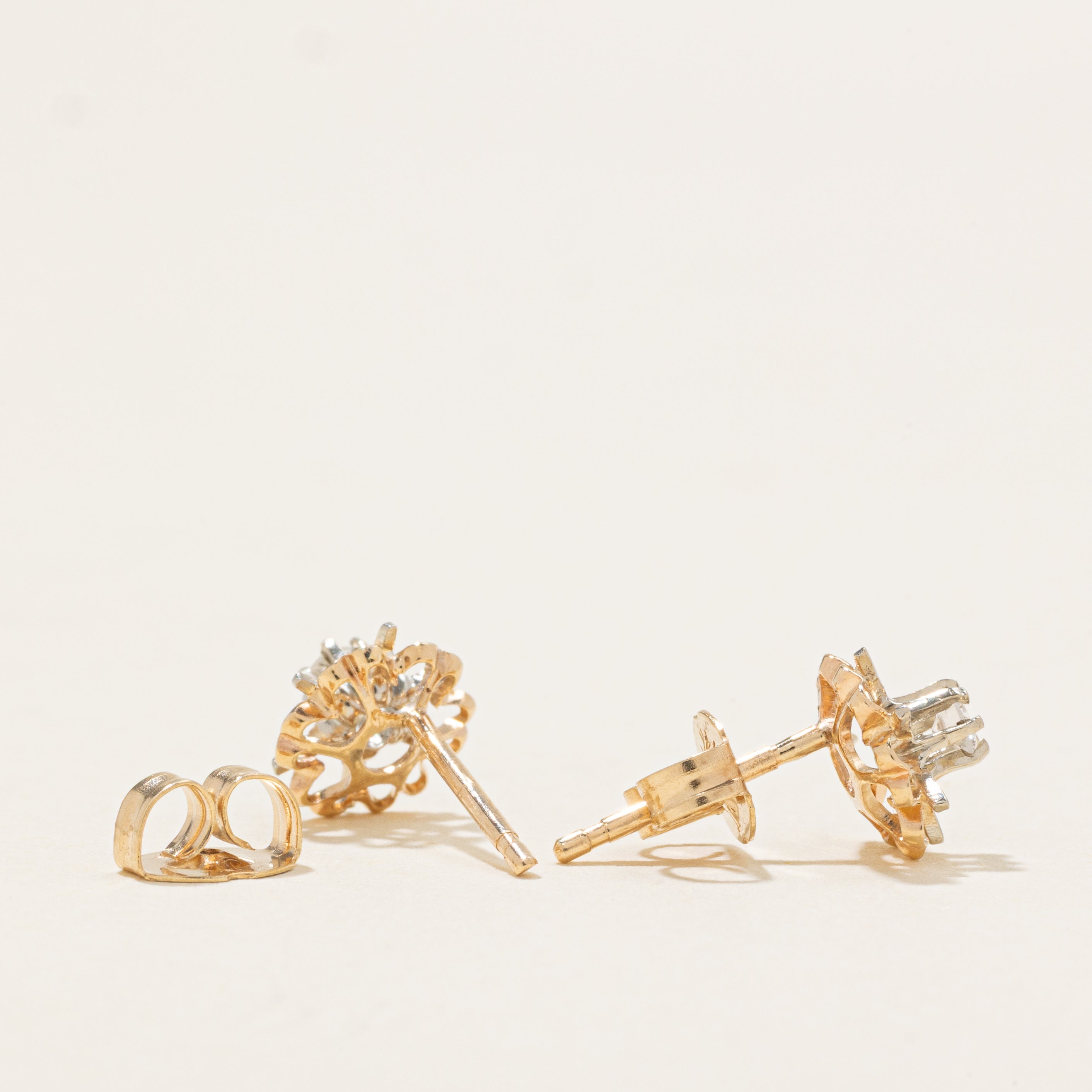 Diamond Openwork Floral Stud Earrings