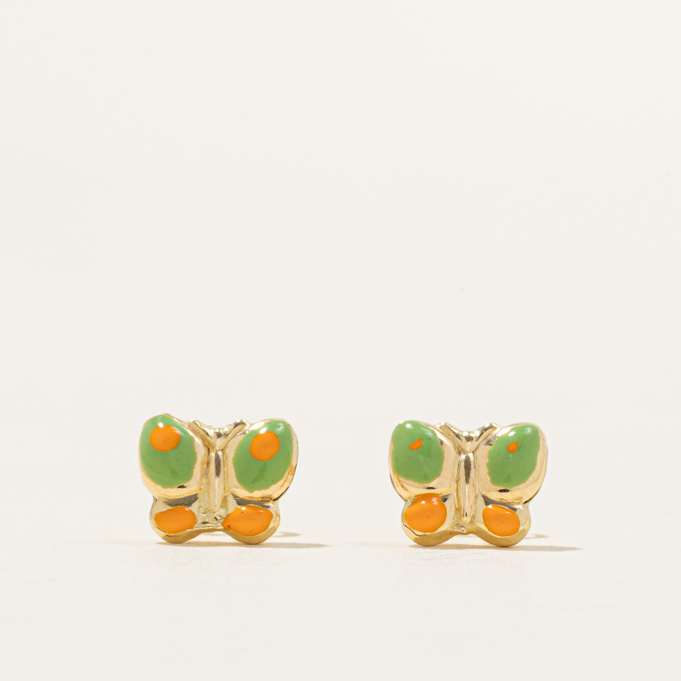 18k Yellow Gold Butterfly Stud Earrings