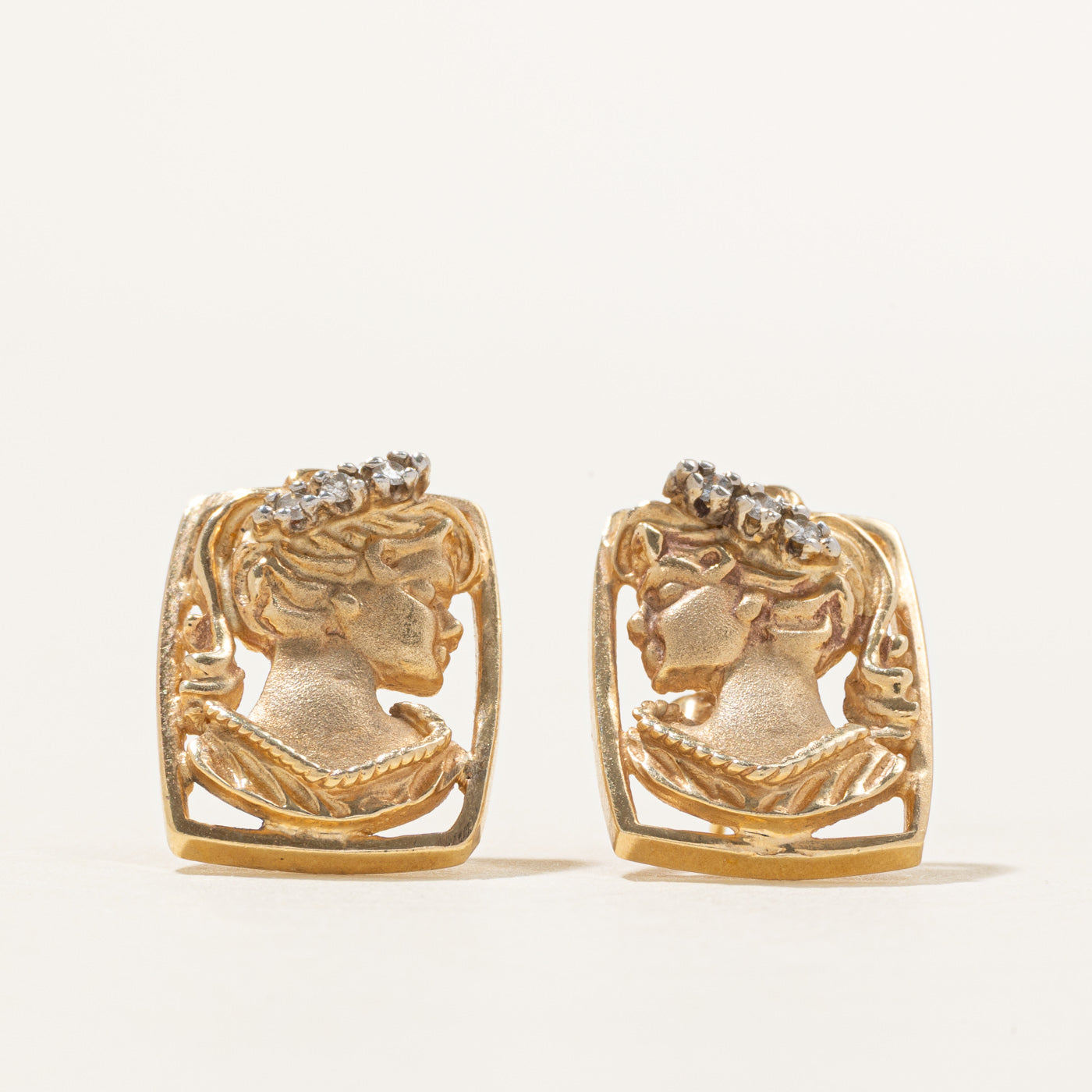 Diamond Portrait Stud Earrings