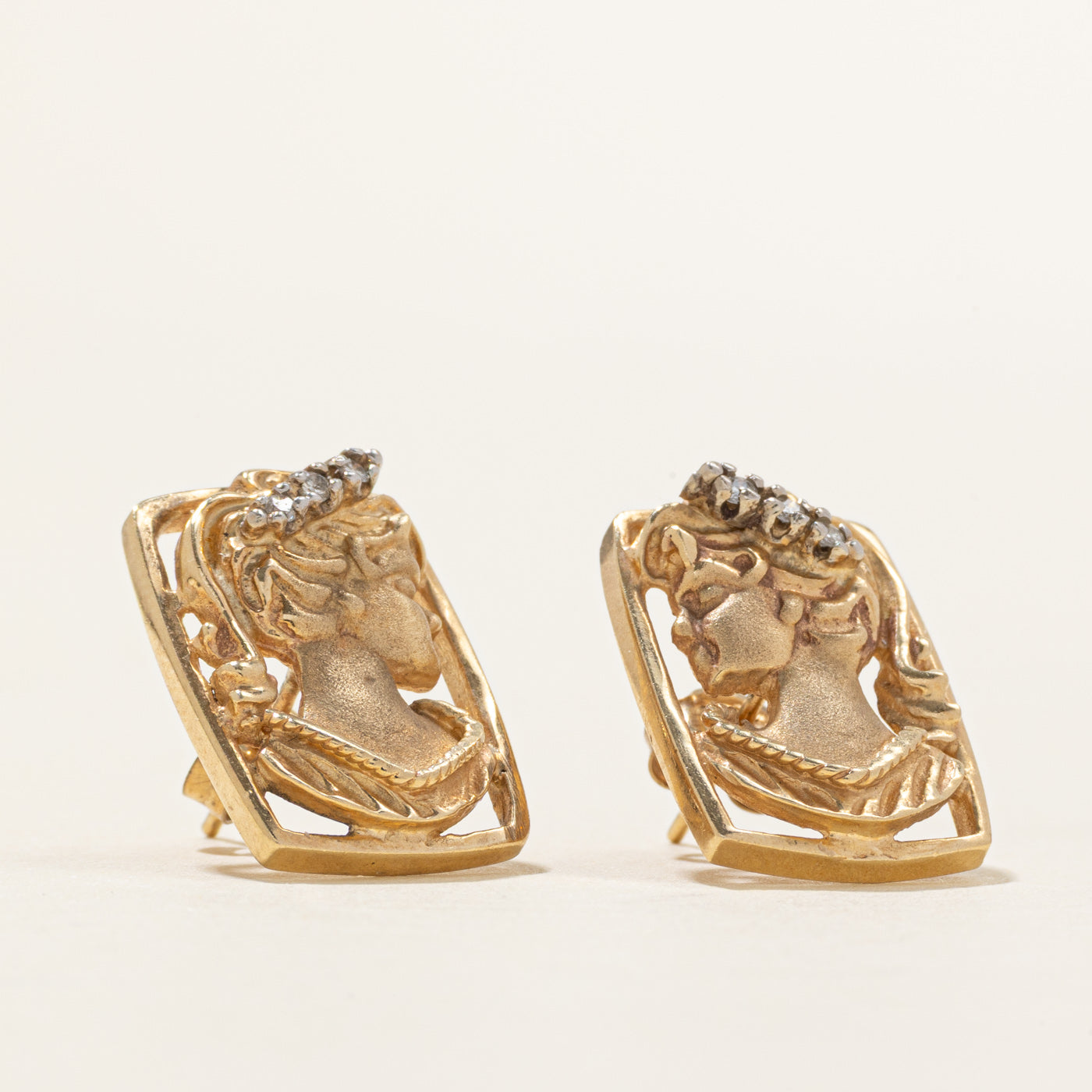 Diamond Portrait Stud Earrings