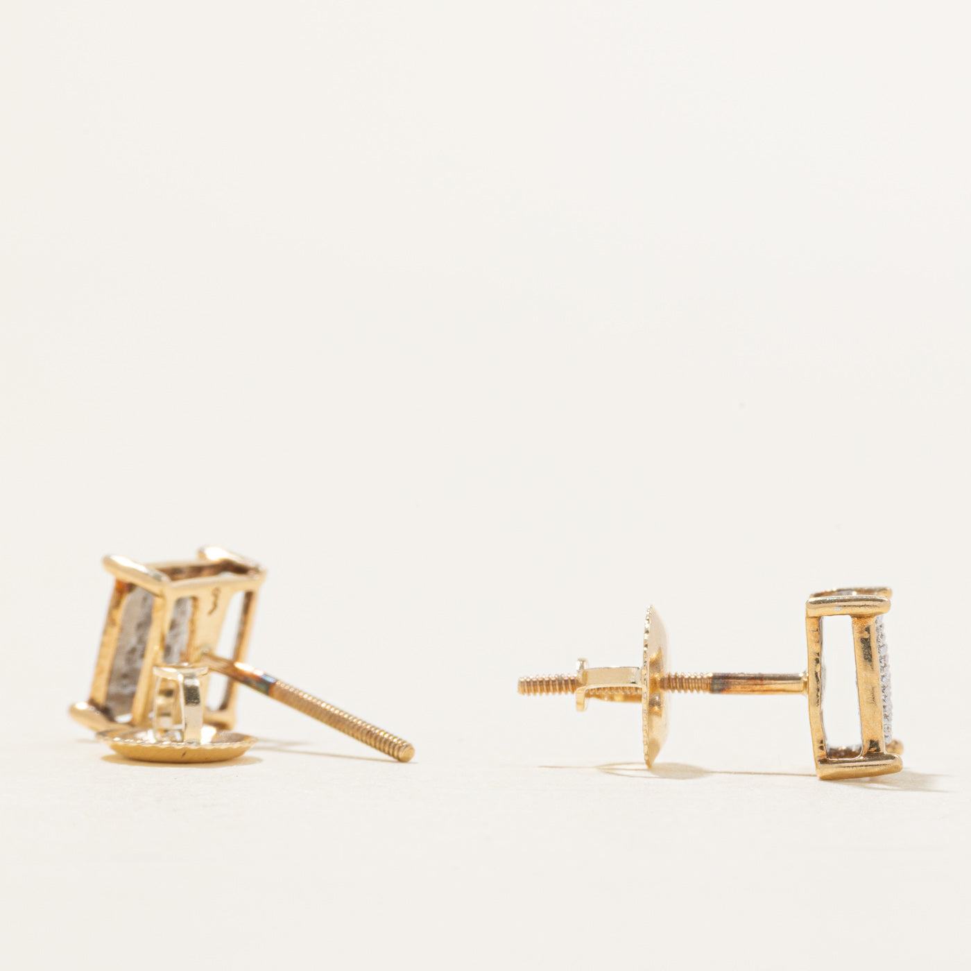 Diamond Square Cluster Stud Earrings