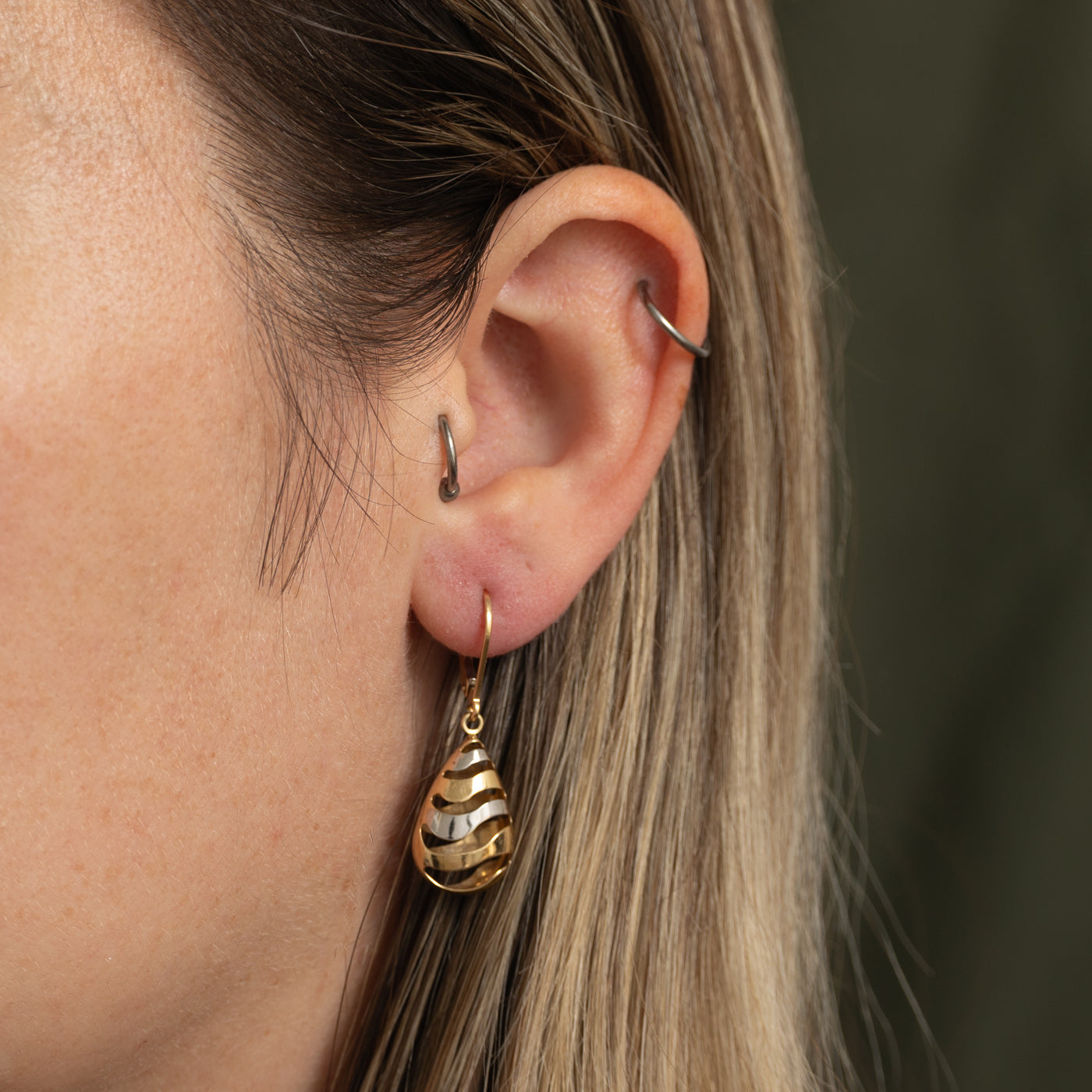 14k Yellow & White Gold Drop Earrings