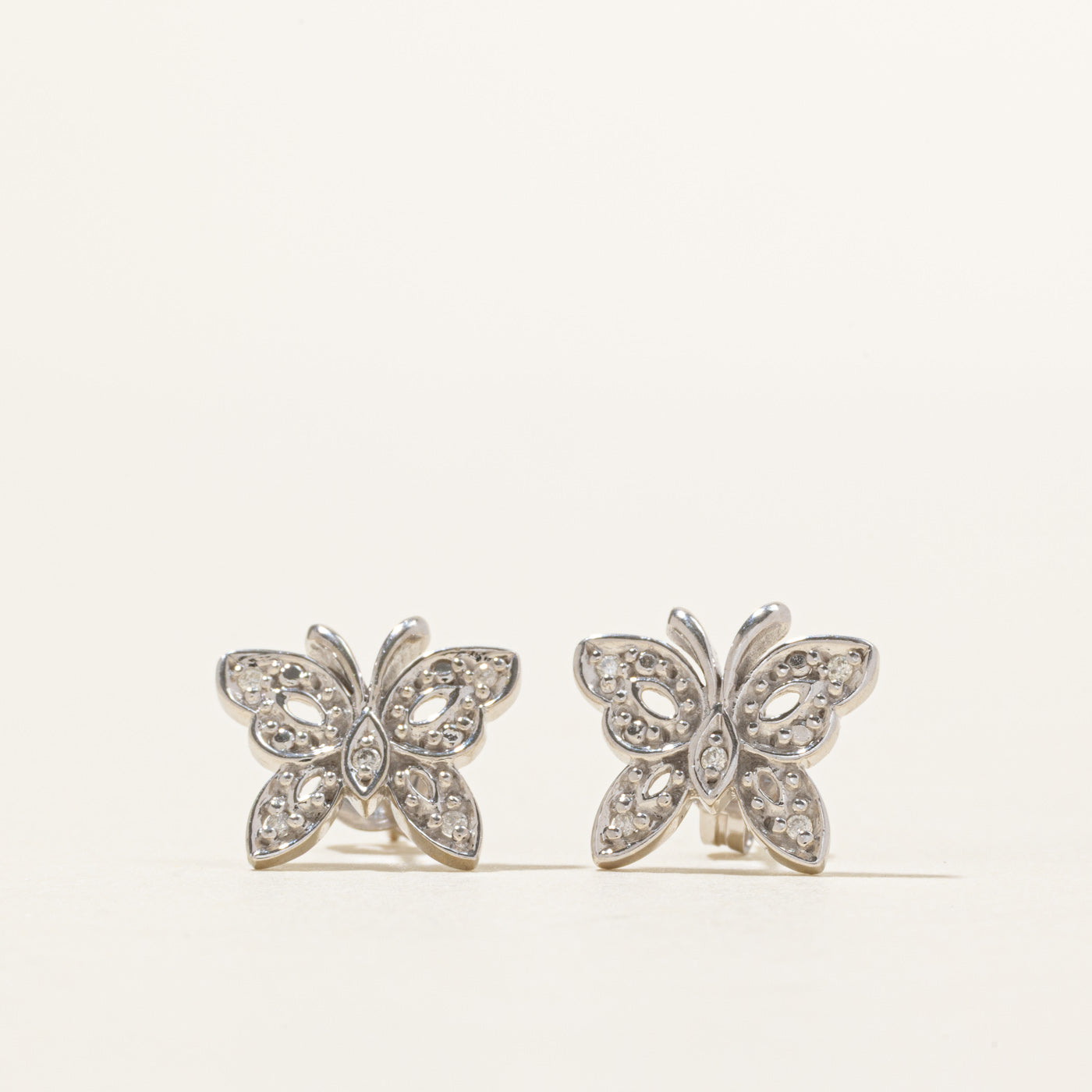 Diamond Butterfly Stud Earrings