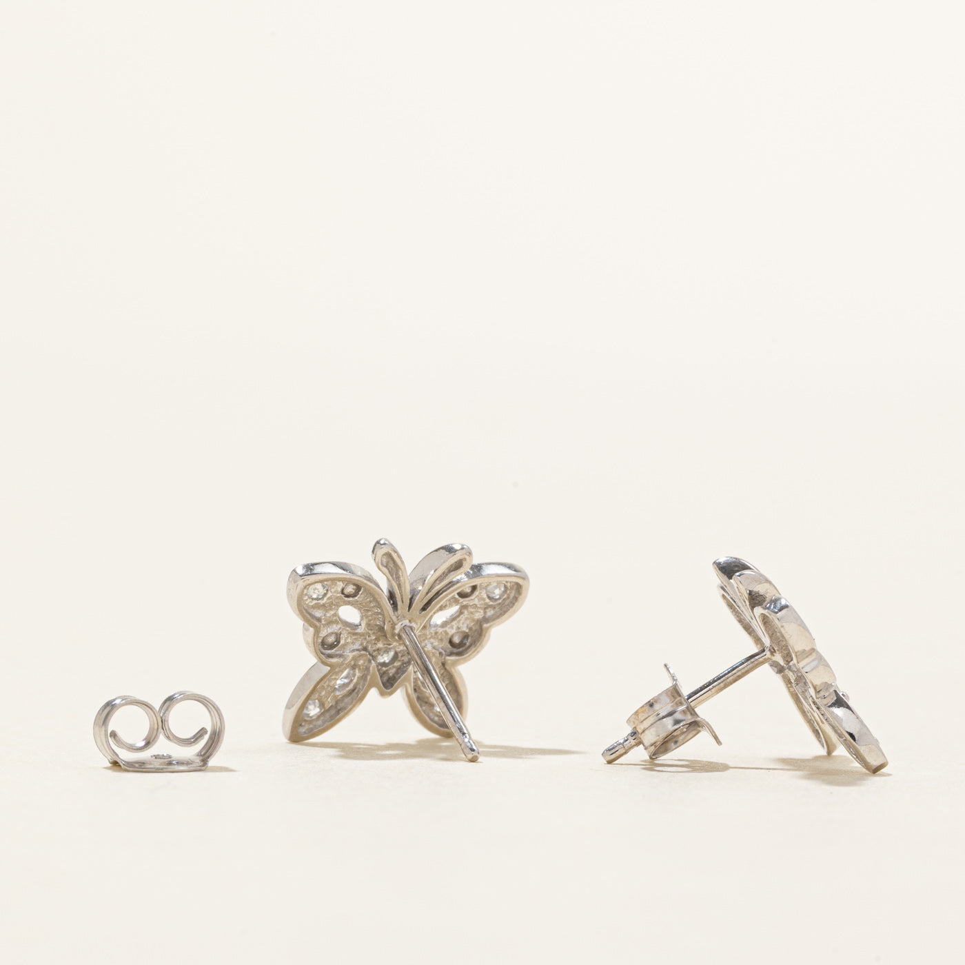 Diamond Butterfly Stud Earrings