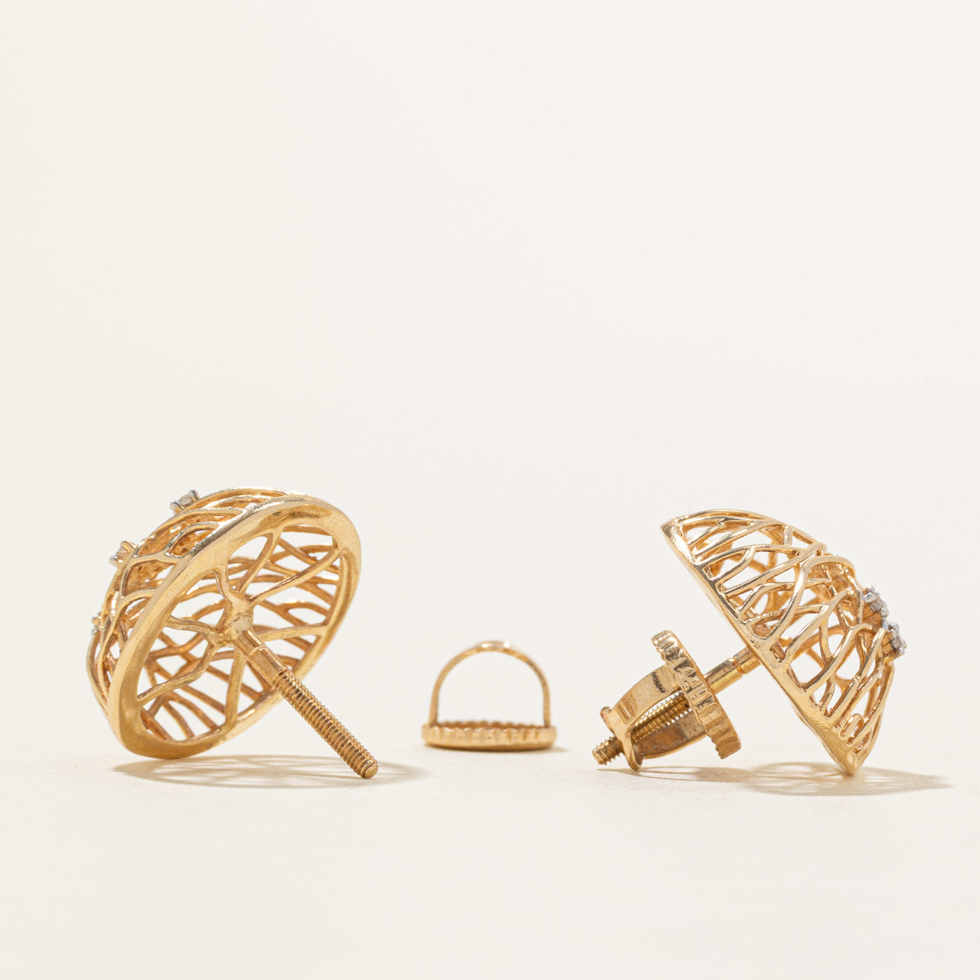 Diamond Openwork Stud Earrings