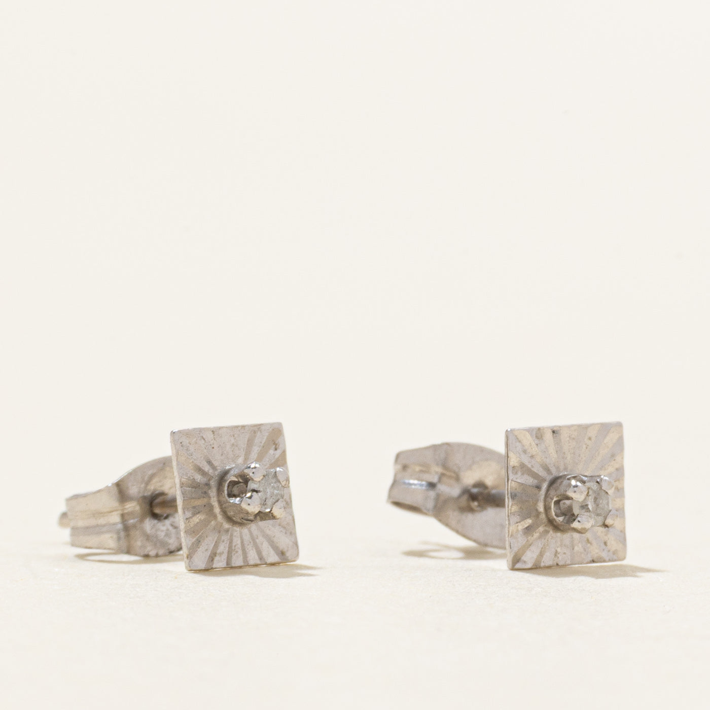 Diamond Textured Square Stud Earrings