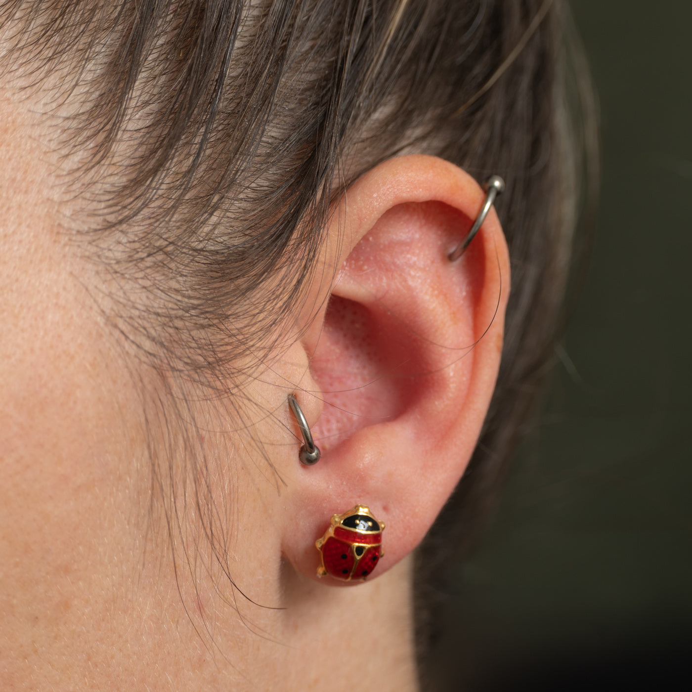 Italian 10k Yellow Gold Ladybug Studs