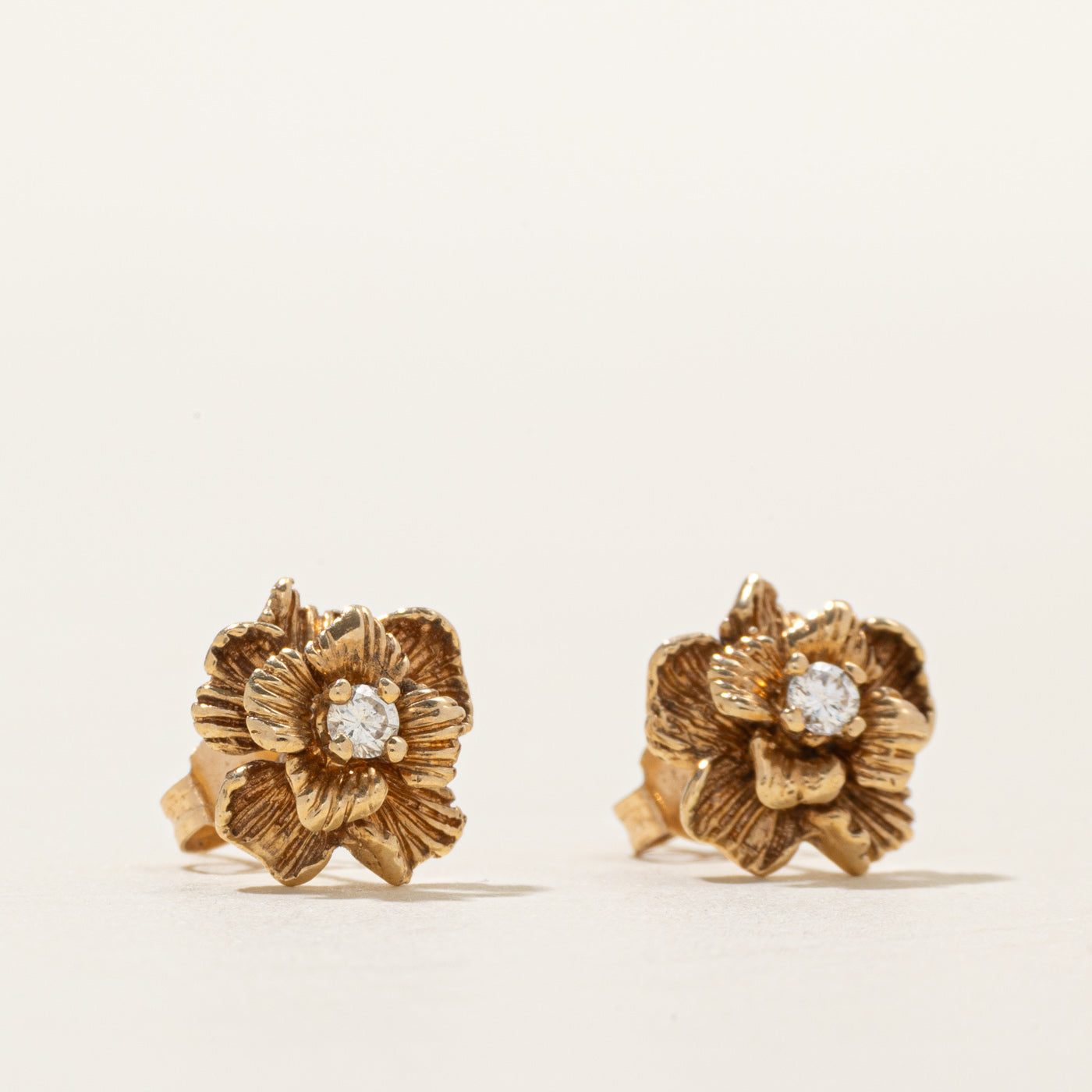 Diamond Flower Stud Earrings