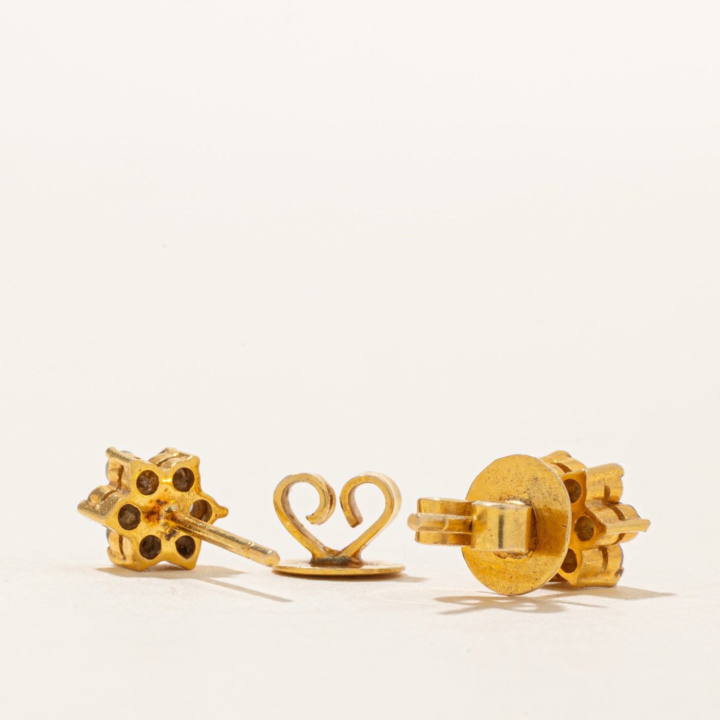 Diamond Petal Cluster Stud Earrings