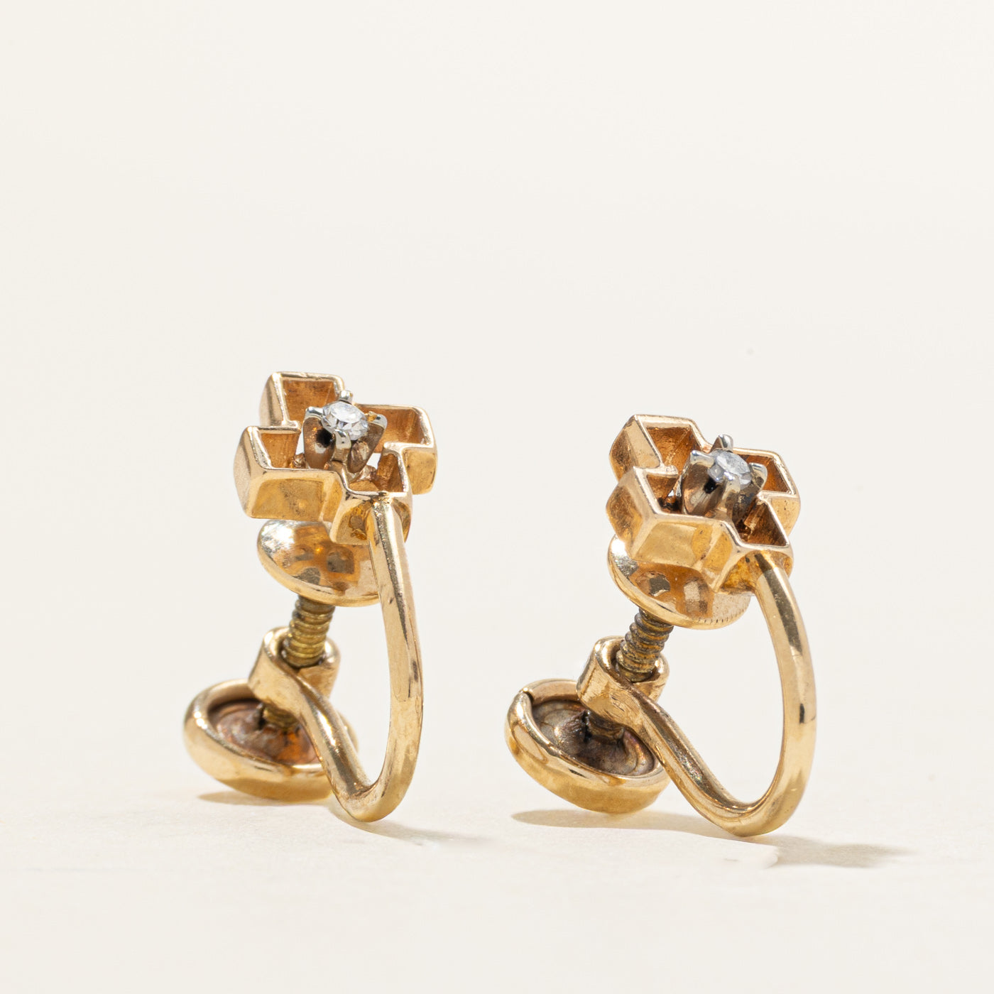 Diamond Geometric Clip On Earrings