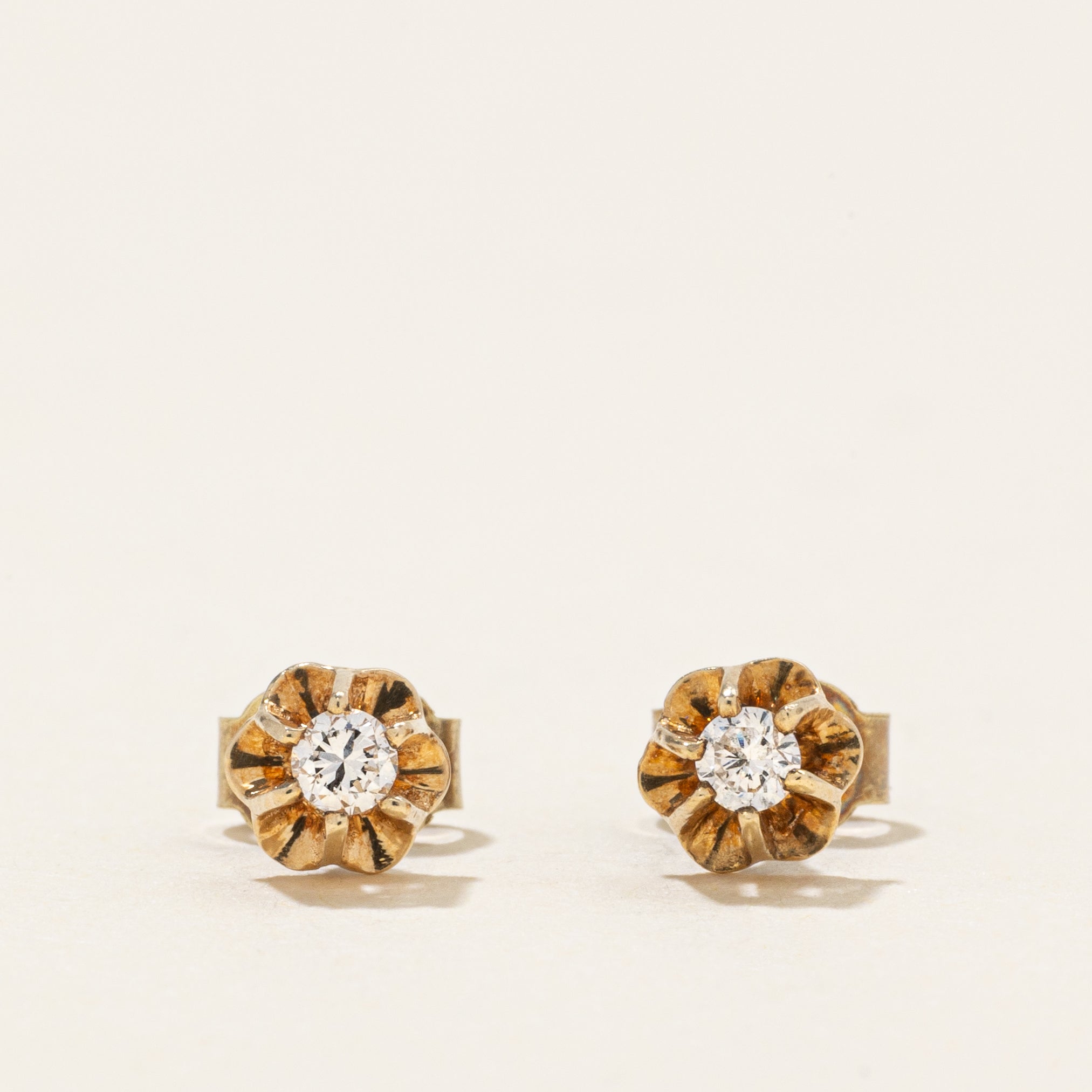Belcher Set Diamond Stud Earrings