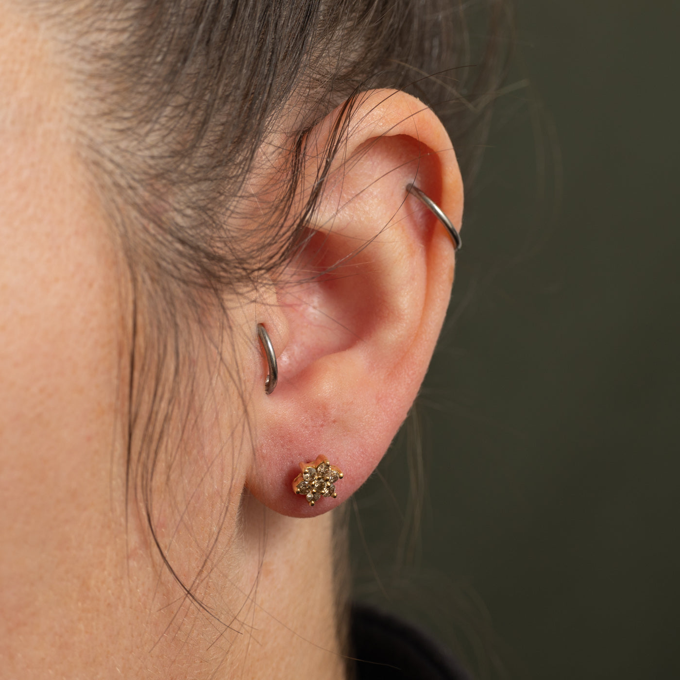 Brown Diamond Star Cluster Stud Earrings