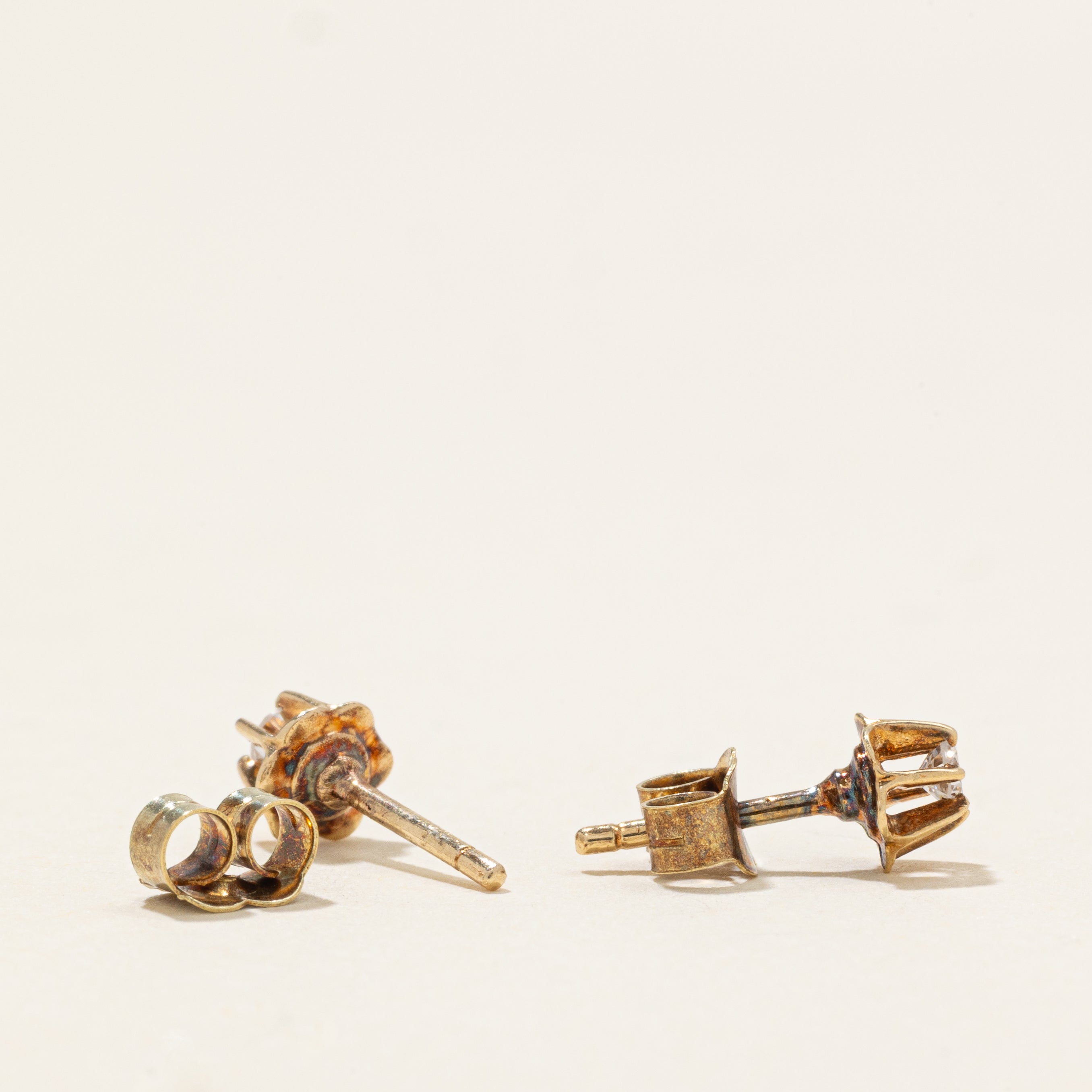 Belcher Set Diamond Stud Earrings