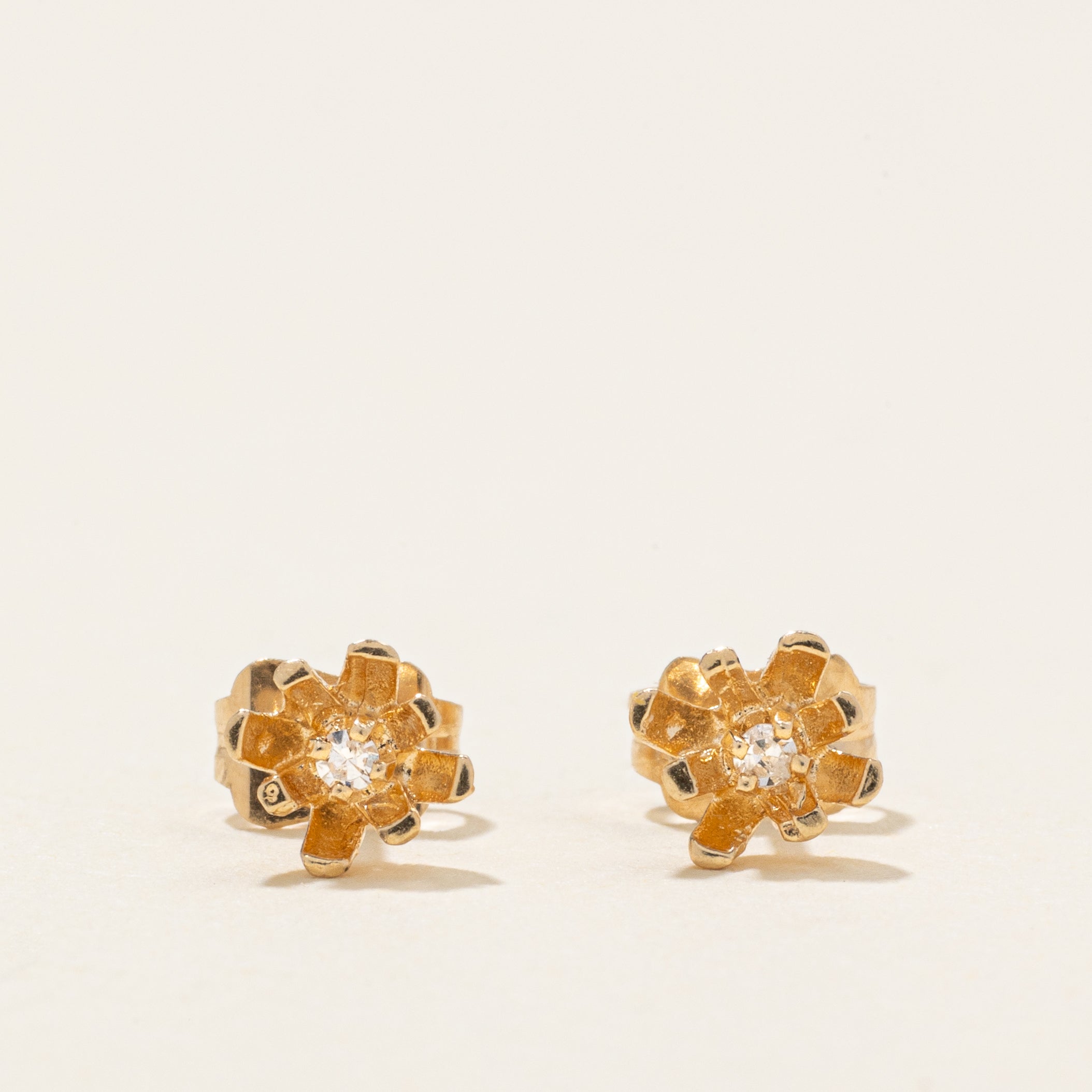 Diamond Flower Stud Earrings