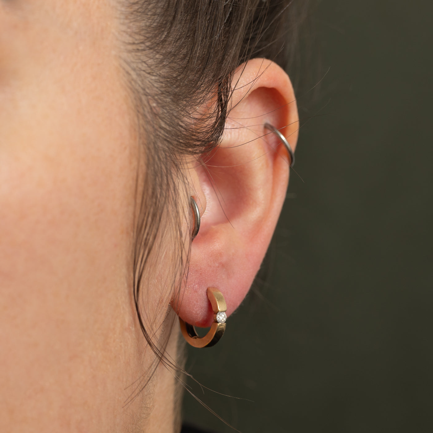 Tension Set Diamond Huggie Earrings