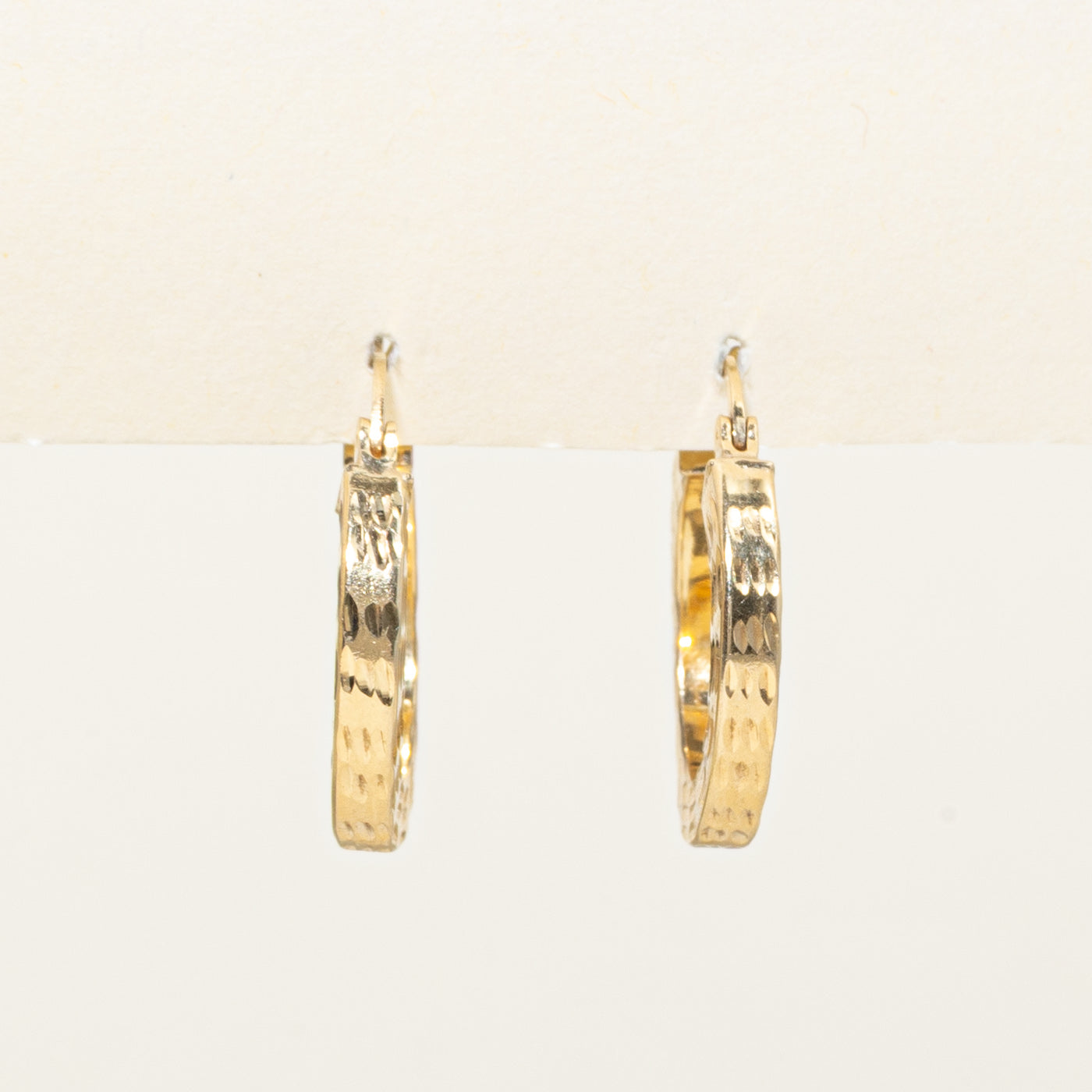 14k Yellow Gold Textured Hoop Earrings