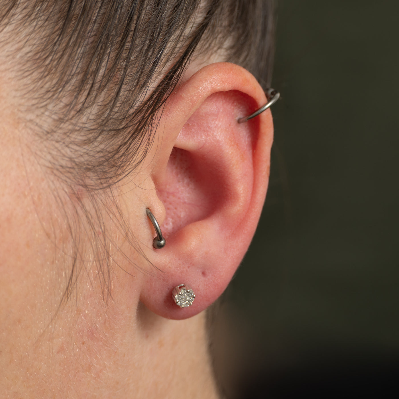 White Gold Diamond Cluster Stud Earrings