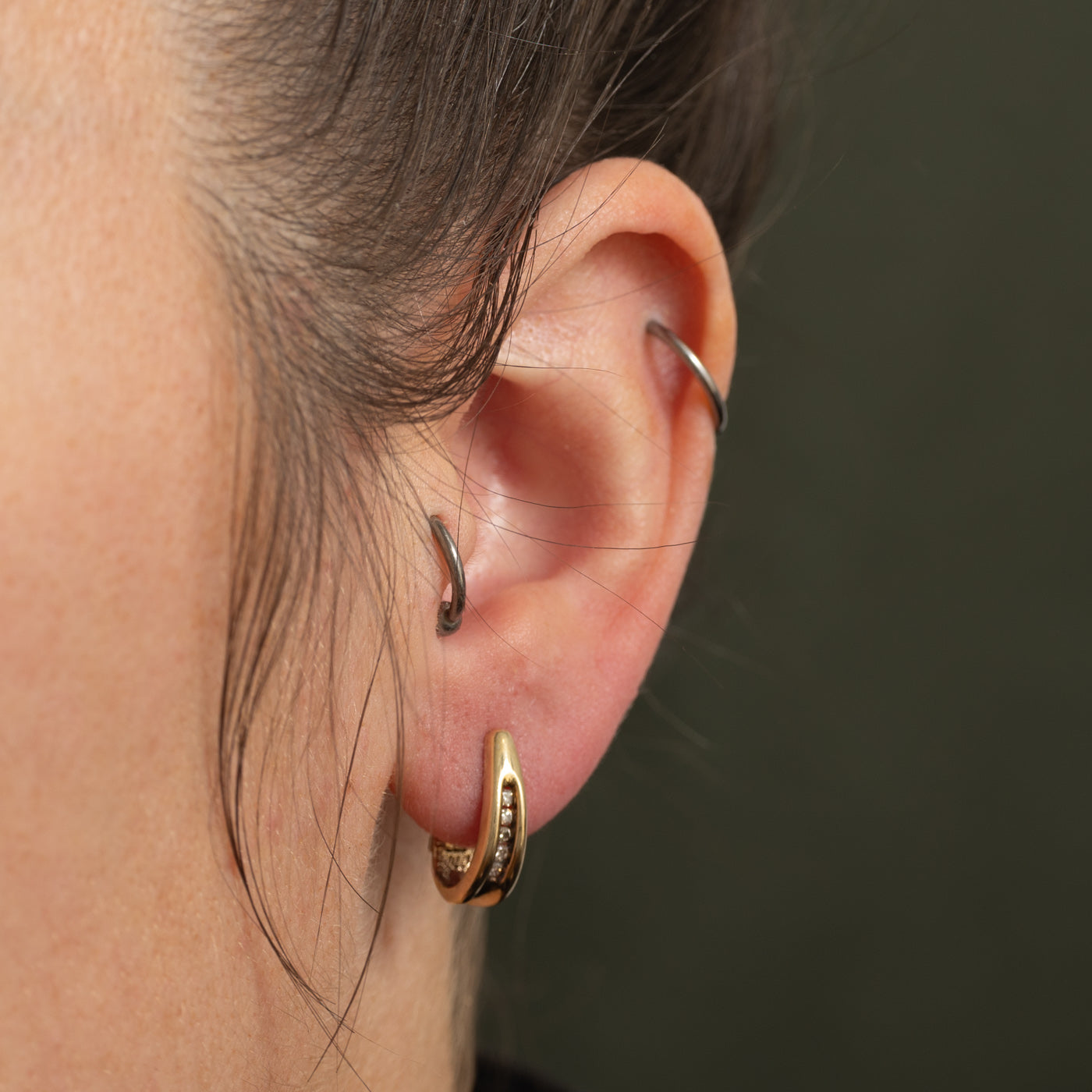 Channel Set Diamond Huggie Earrings