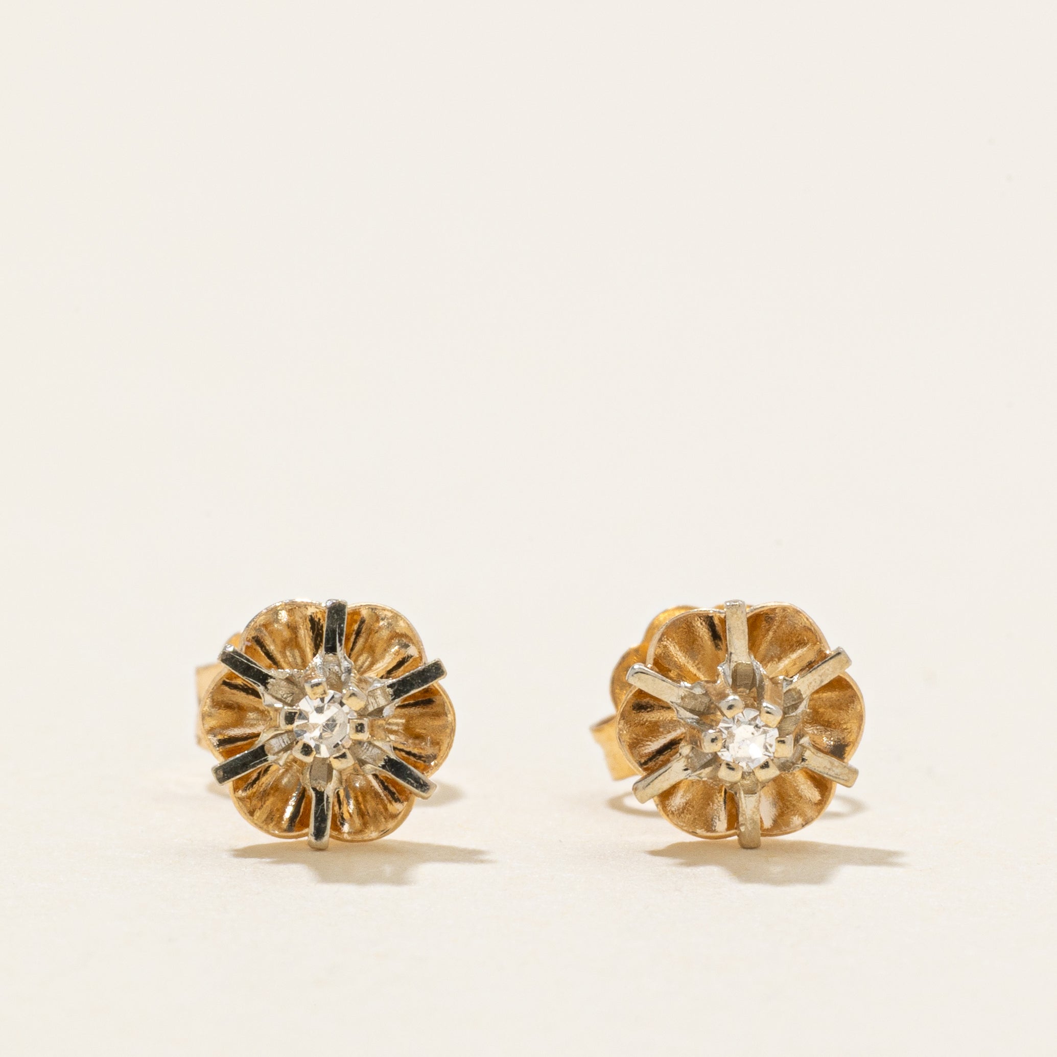 Belcher Set Diamond Stud Earrings