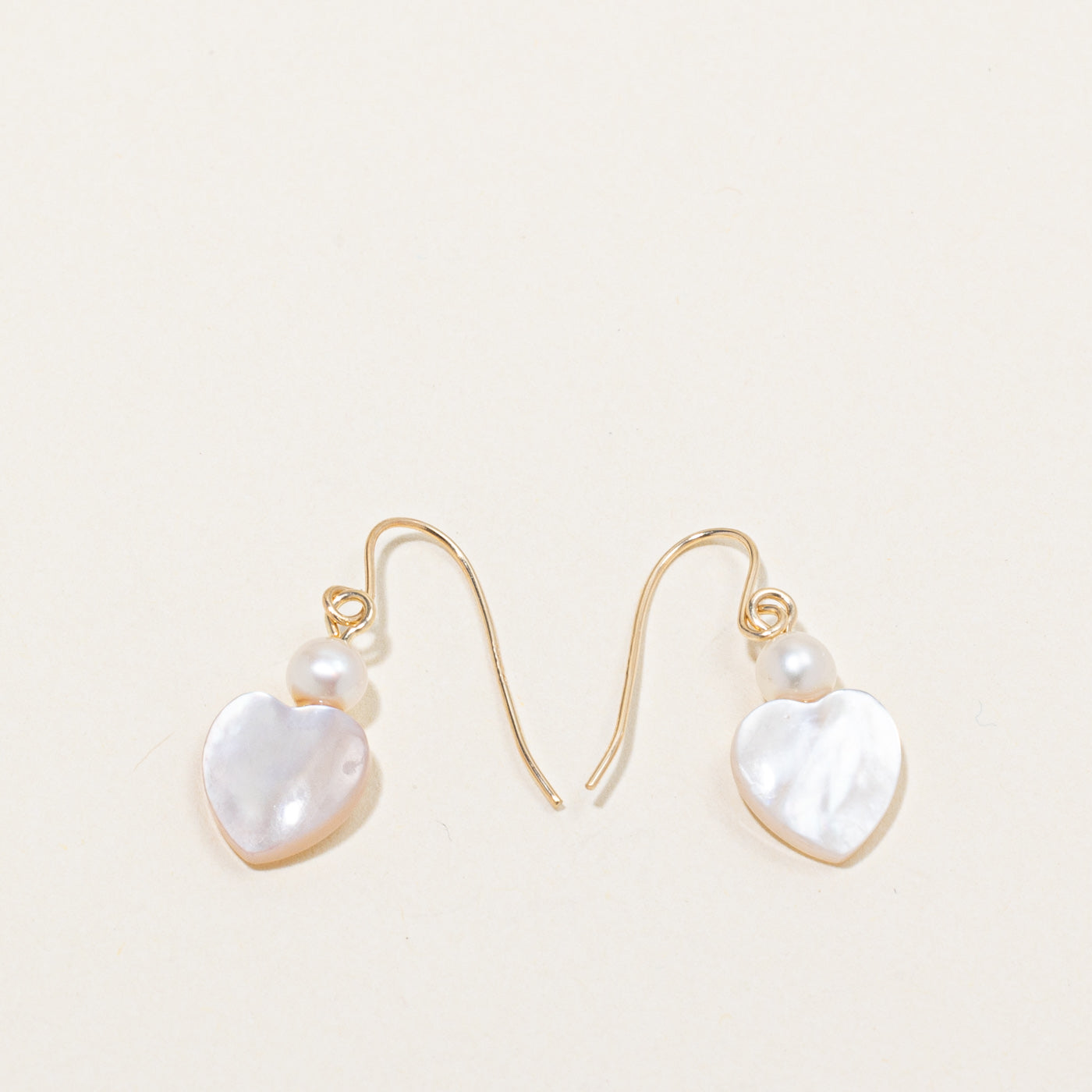 Mother of Pearl & Pearl Heart Earrings
