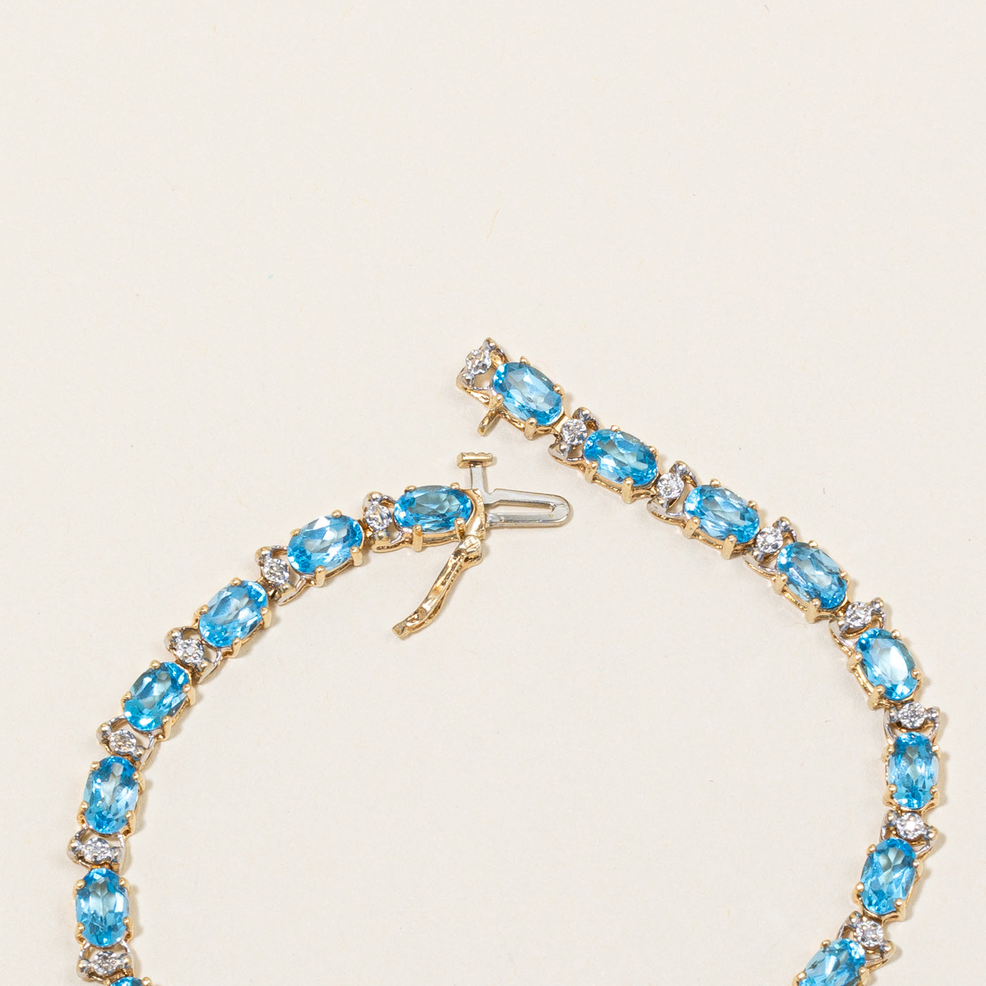 Topaz & Diamond Tennis Bracelet | 9.45ctw, 0.03ctw | 7.5" |