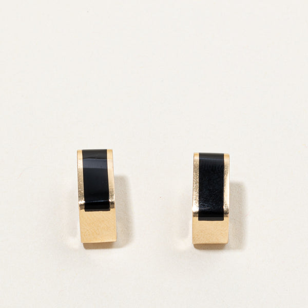Onyx Inlay Square Earrings | 0.50ctw |