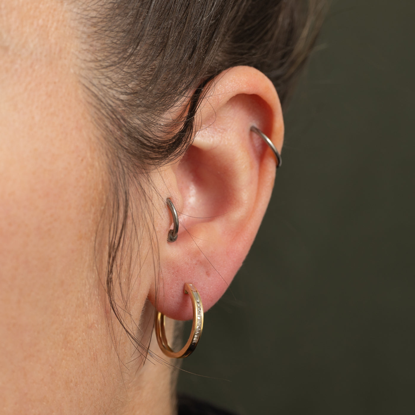 Channel Set Diamond Hoop Earrings